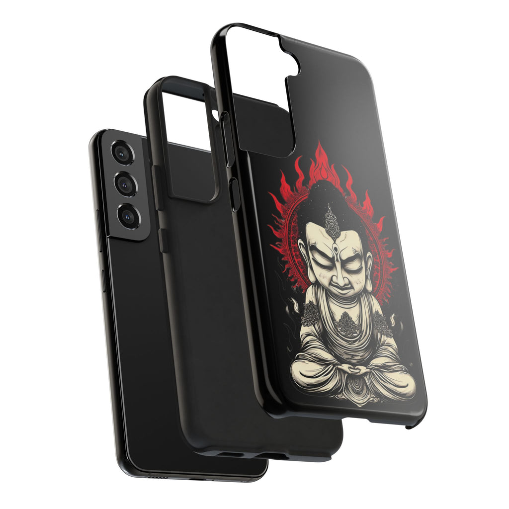 Meditative Buddha Tough Phone Case — Red Flame Zen Protection
