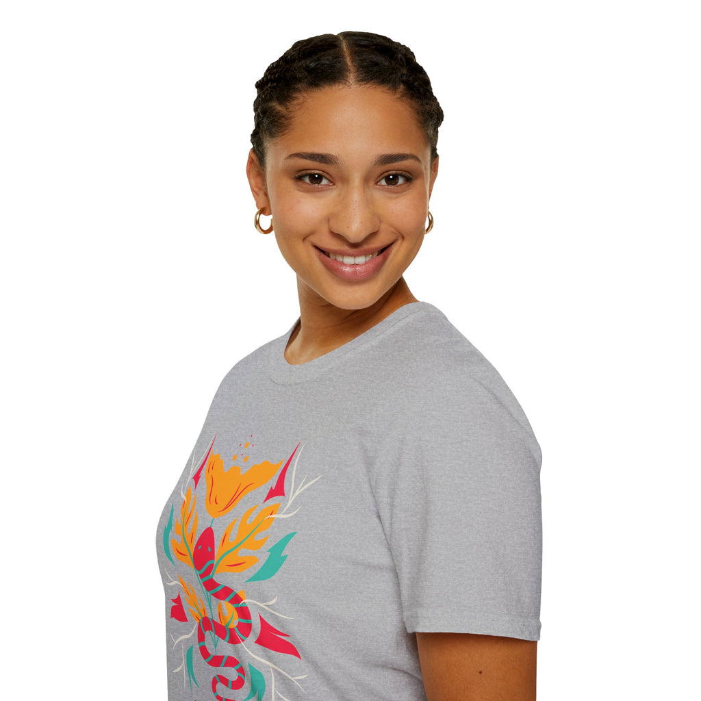 Sahaje Floral Snake Graphic T‑Shirt — Colorful Botanical Serpent Tee