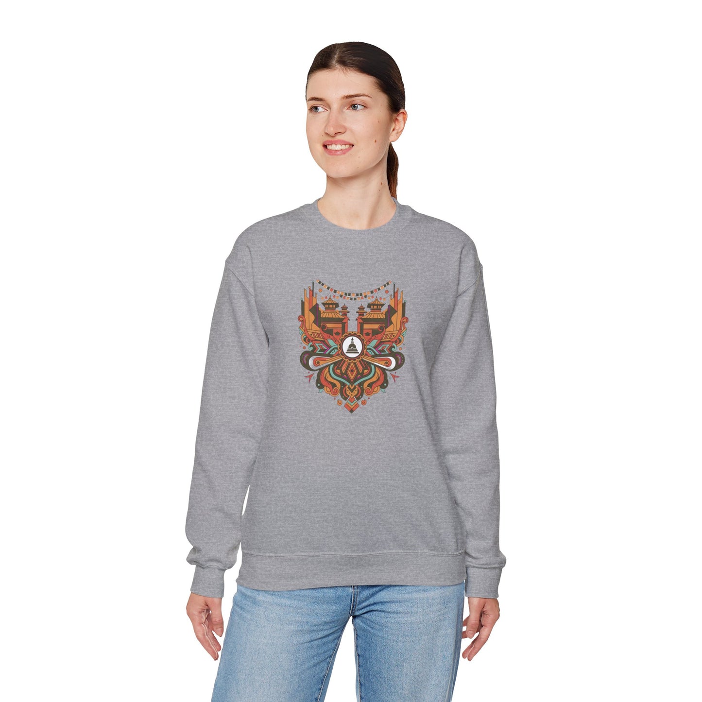Vintage Tribal Fox Sweatshirt — Geometric Forest Animal Crewneck