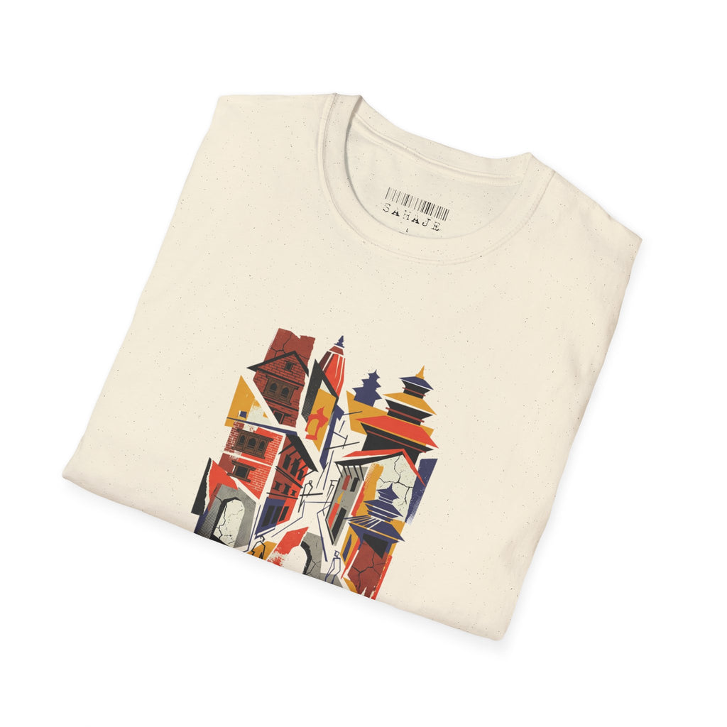 Cityscape Art Tee — Abstract Urban Alley Illustration T-Shirt