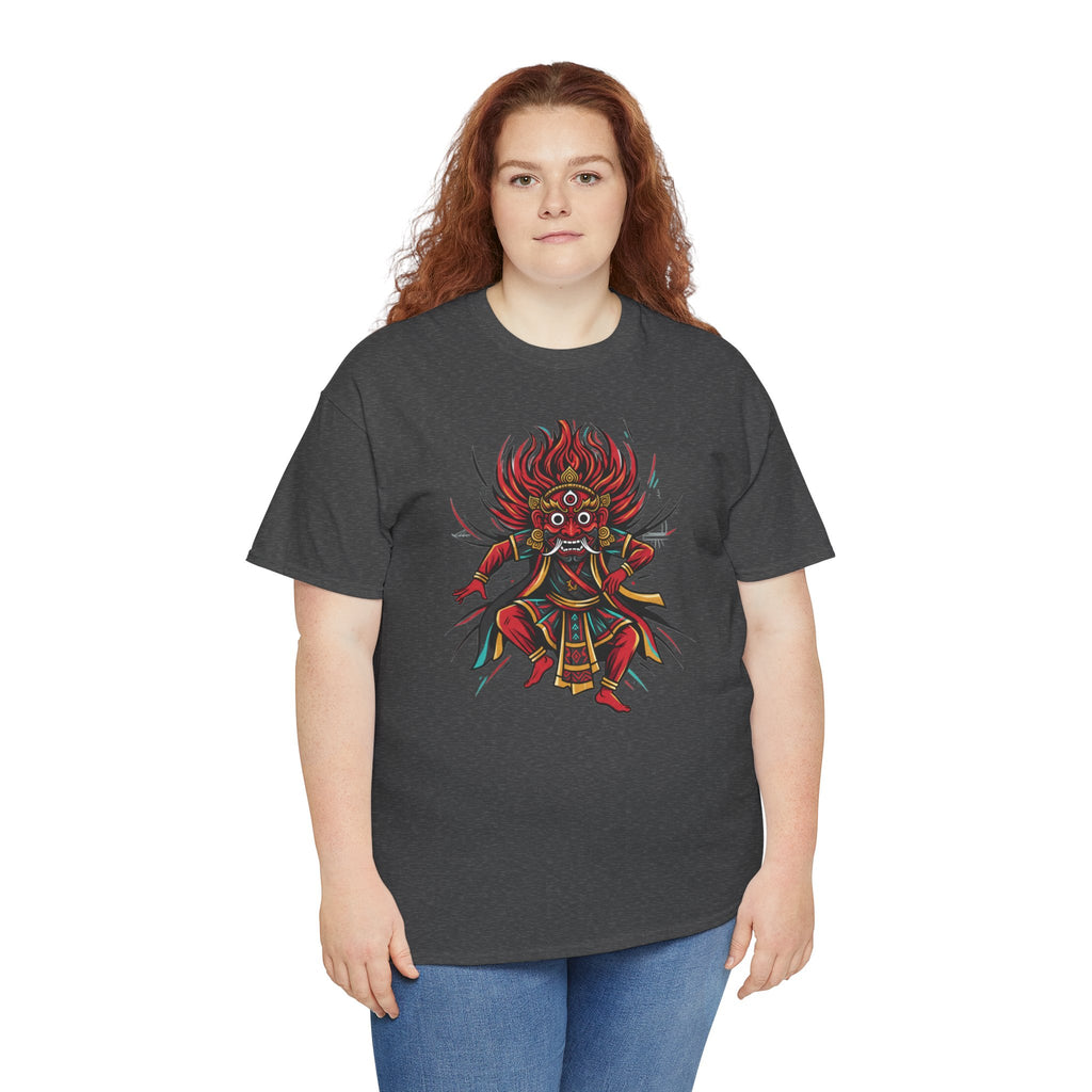 T-Shirt — Fierce Red Oni Demon Graphic Tee (Mythic Japanese Mask Design)