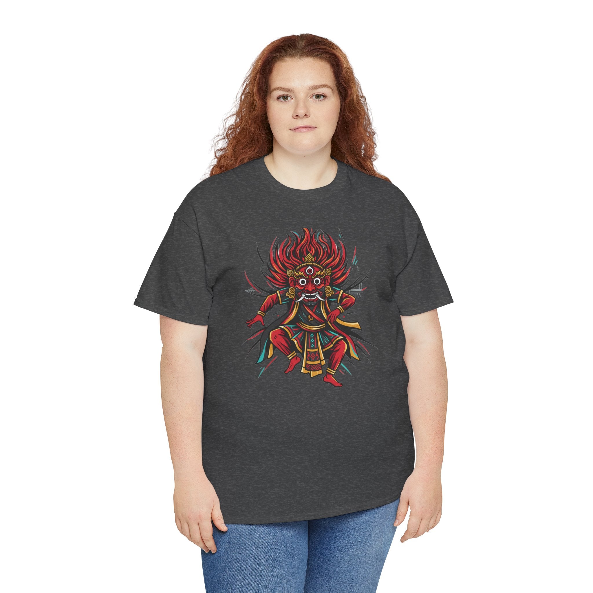 T-Shirt — Fierce Red Oni Demon Graphic Tee (Mythic Japanese Mask Design)
