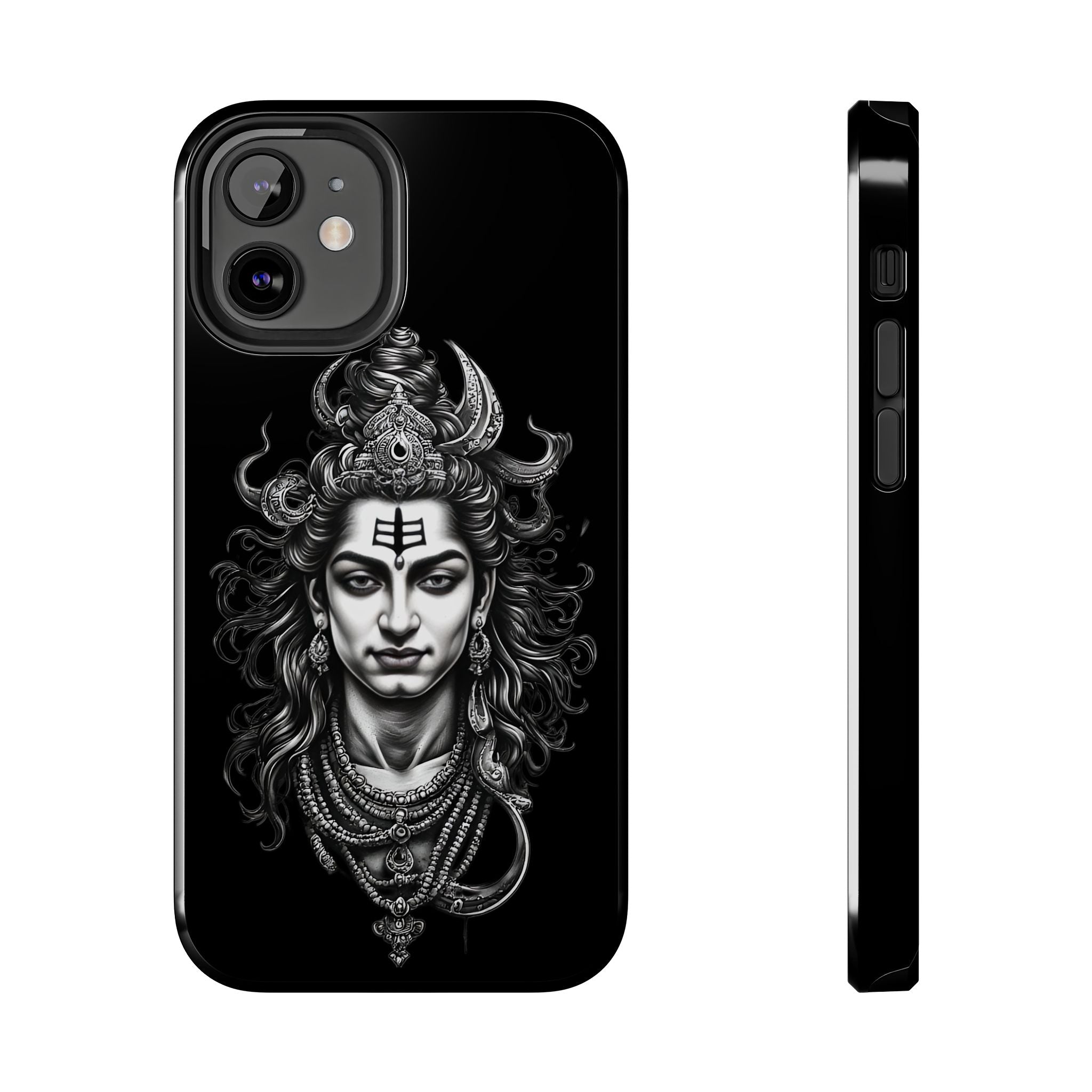 Phone Case — Intricate Lord Shiva Illustration on Black Tough Case