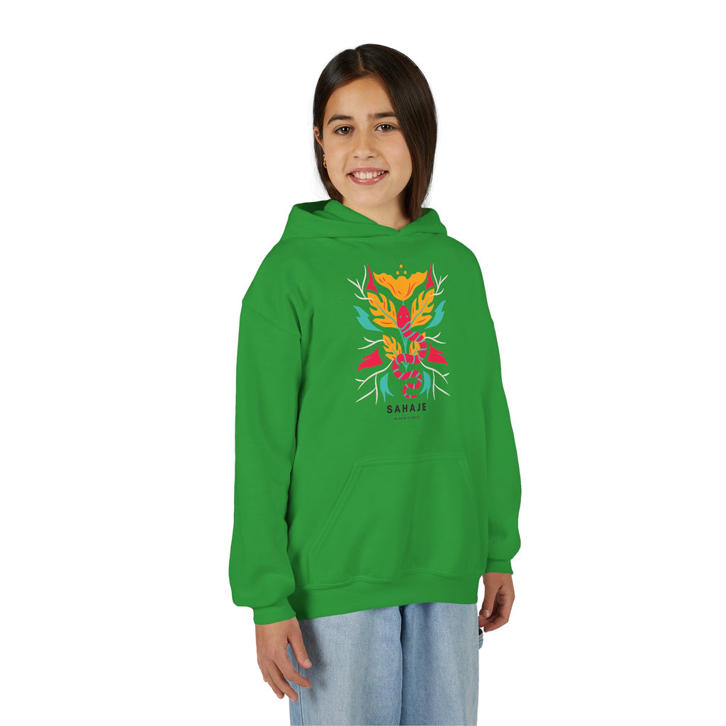 Youth Hoodie — Colorful Sahaja Floral Serpent Design