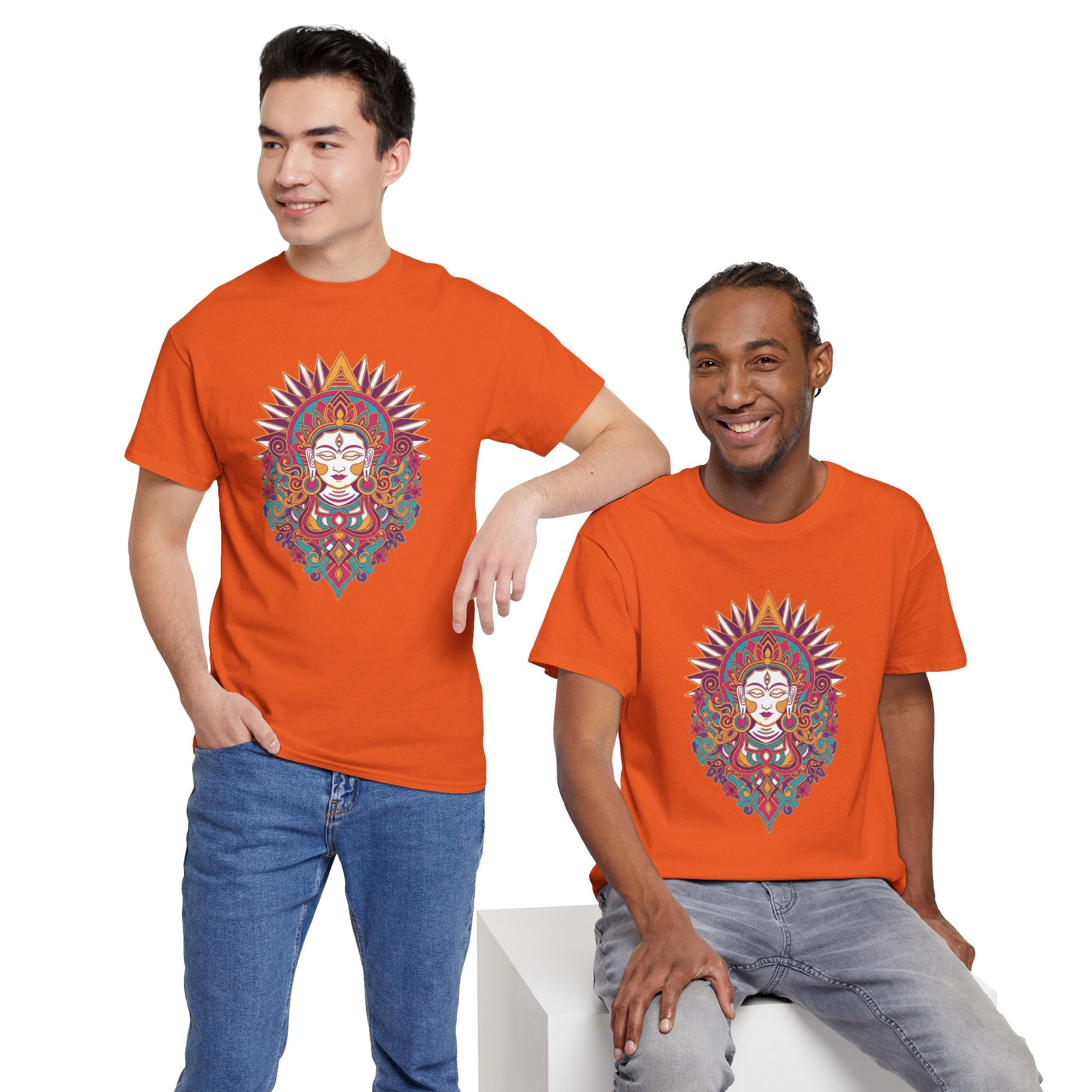 Spiritual Goddess Sun Mandala Tee — Colorful Boho Yoga T‑Shirt