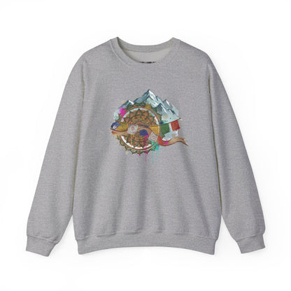 Adventure Mountain Crewneck Sweatshirt — Colorful Hiking Compass & Peaks Design