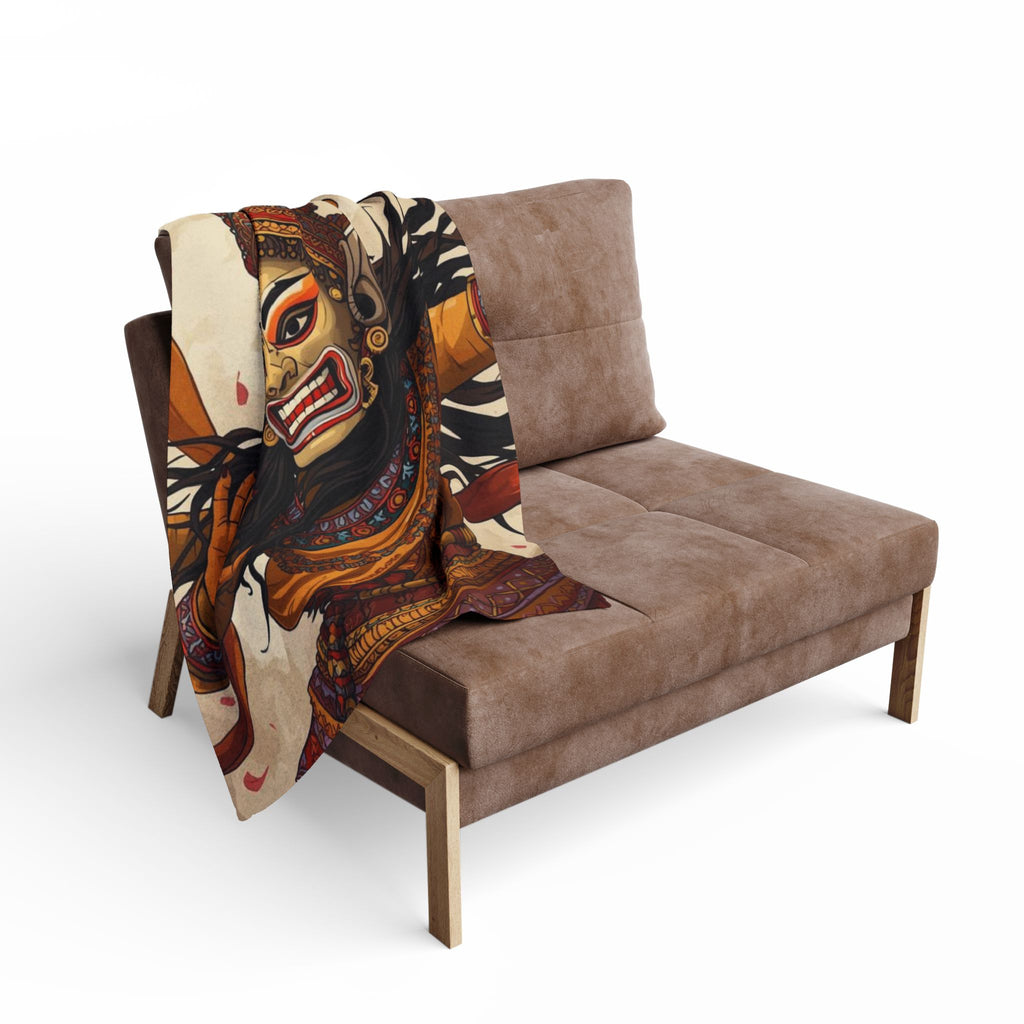 Balinese Barong Art Fleece Blanket — Mythical Masked Dance Throw