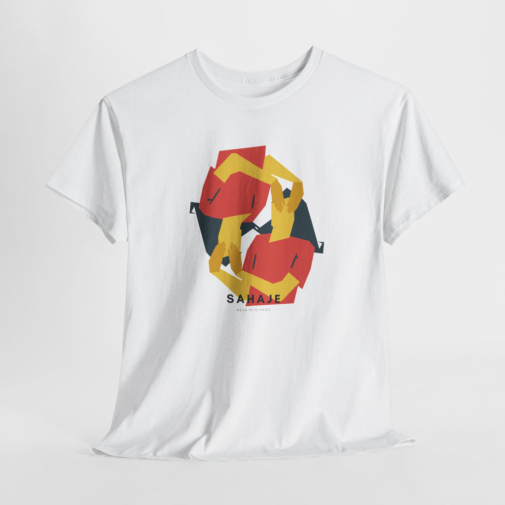 Foxes in Hexagon Graphic Tee — Minimal Geometric Animal Shirt