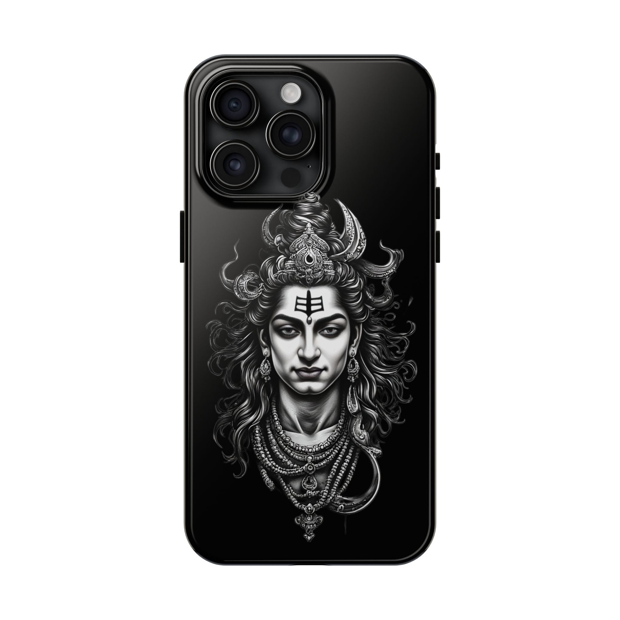 Phone Case — Intricate Lord Shiva Illustration on Black Tough Case