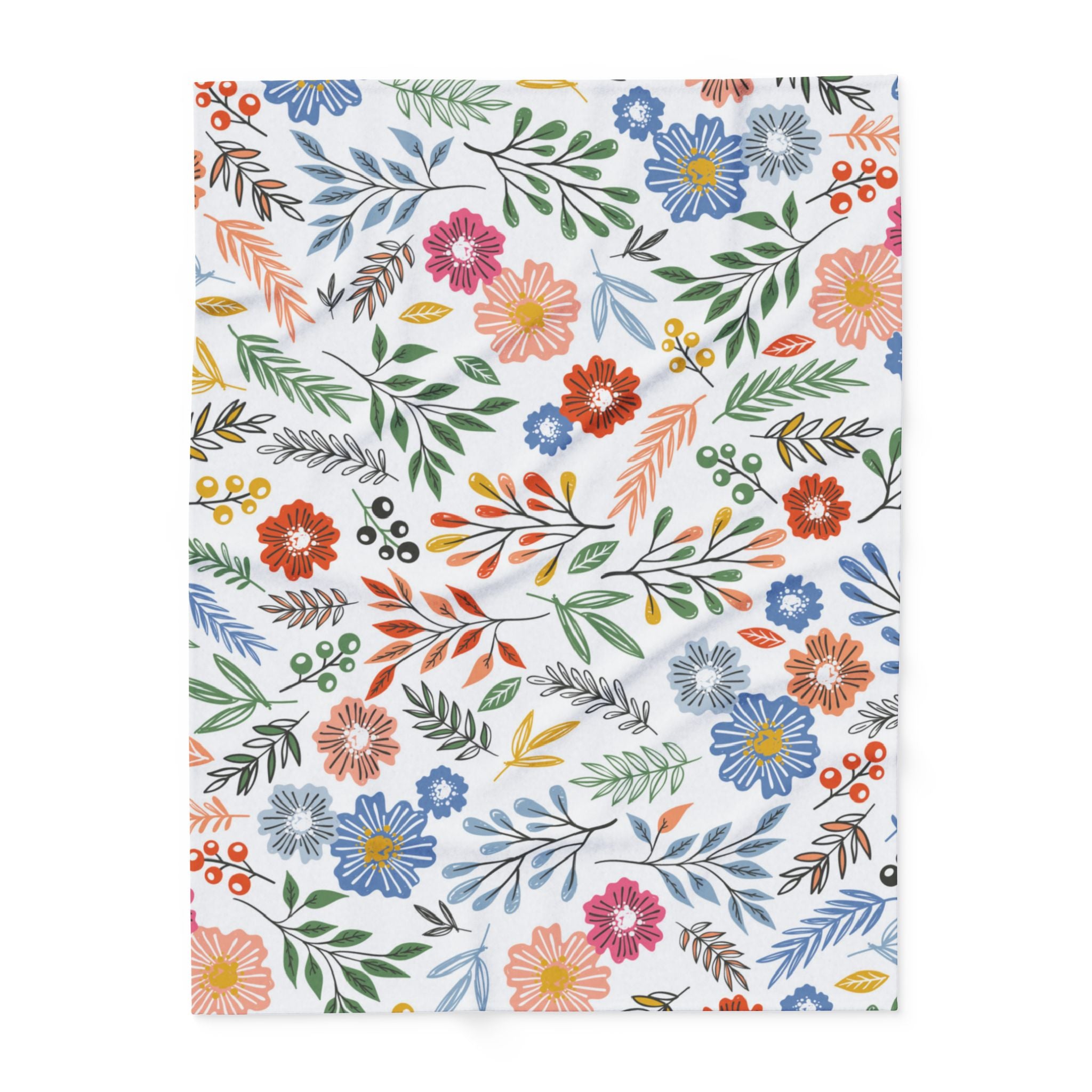 Floral Fleece Blanket — Colorful Wildflower Throw for Cozy Home & Gifts