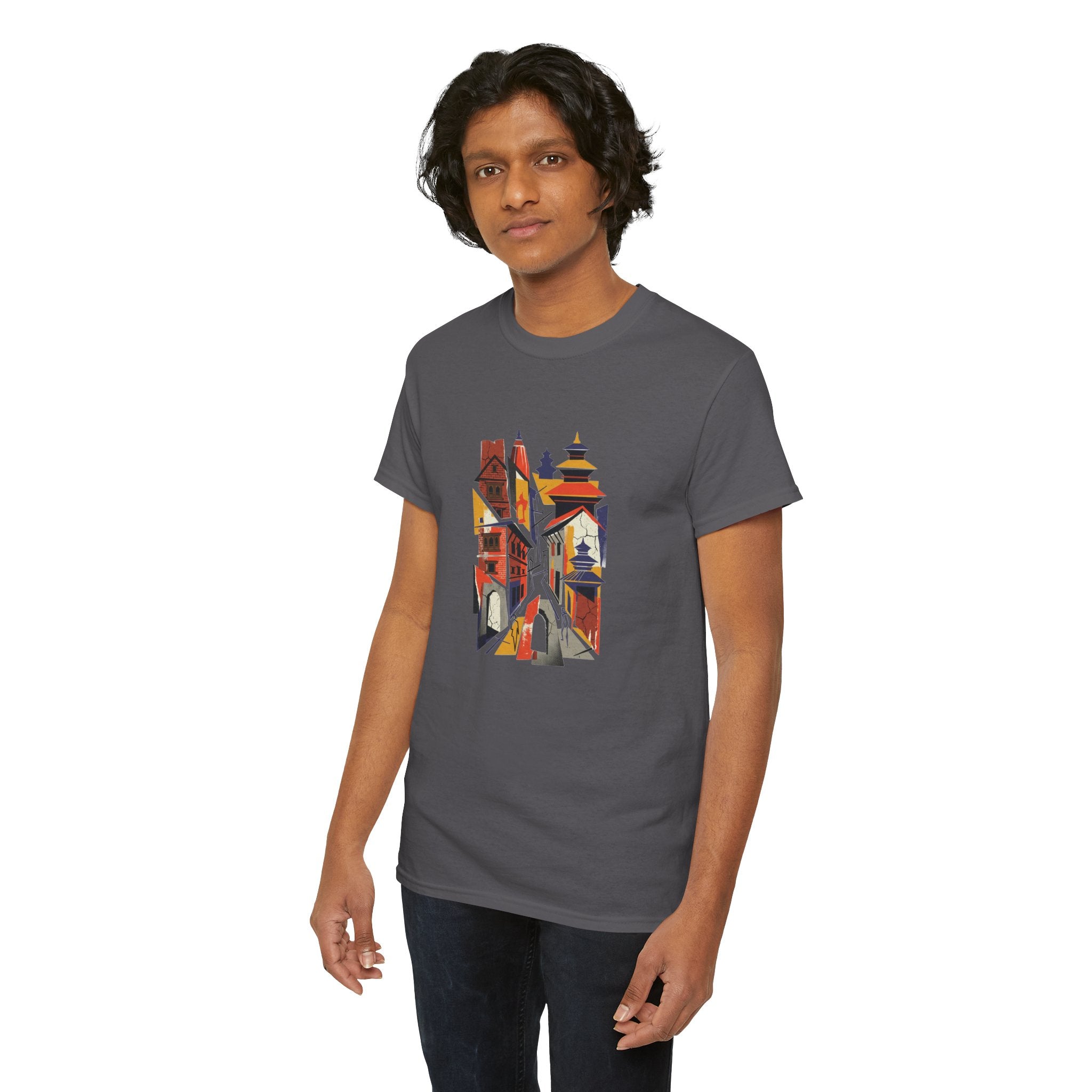 Cityscape Abstract Tee — Colorful Urban Architecture Graphic T‑Shirt