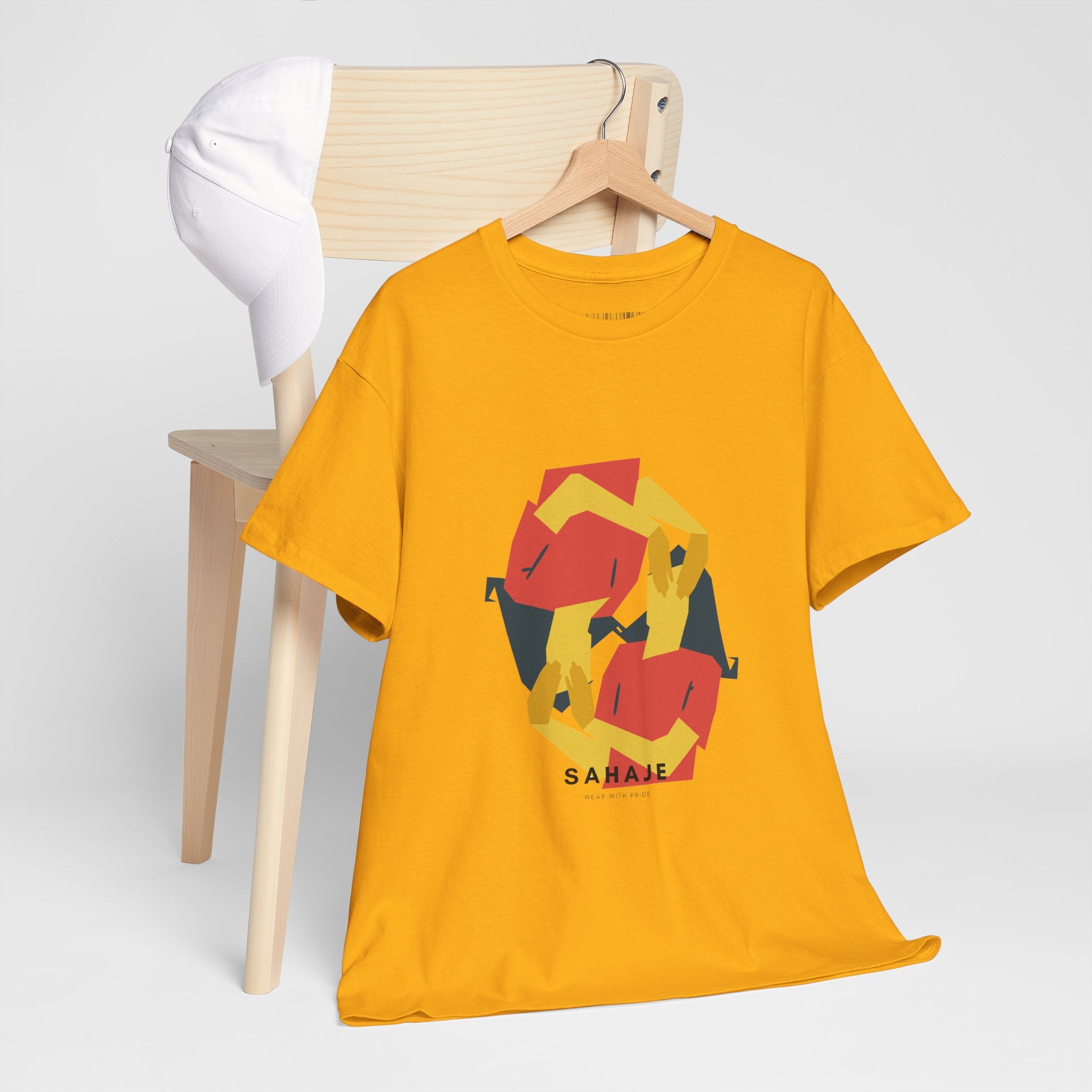 Geometric Fox Tee — Stylized Red & Yellow Fox Illustration T-Shirt