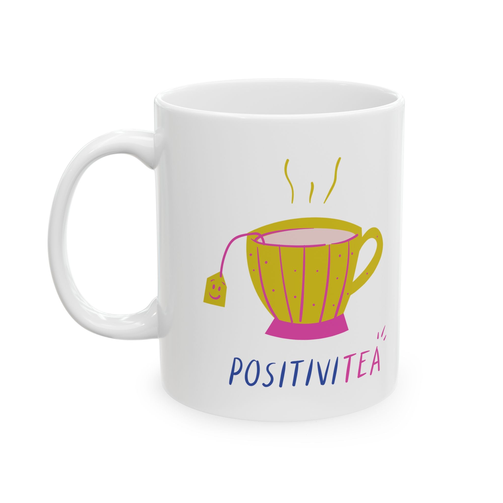 Whimsical Ceramic Tea Mug, Cute Gift for Tea Lovers, Fun Drinkware for Home, Colorful Coffee Mug for Birthdays, Unique Kitchen Decor