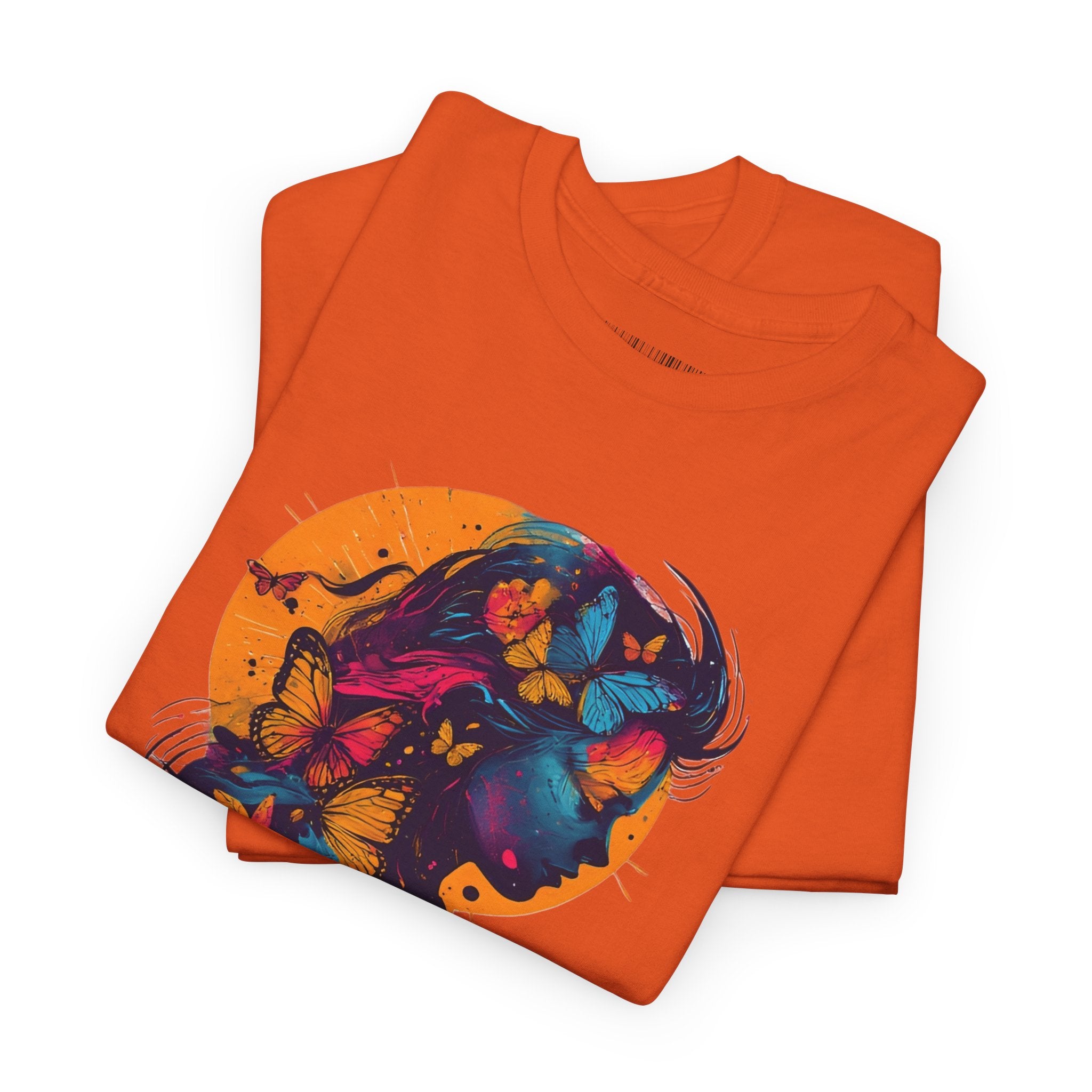 Butterfly Silhouette Graphic Tee — Colorful Maternity Profile Design