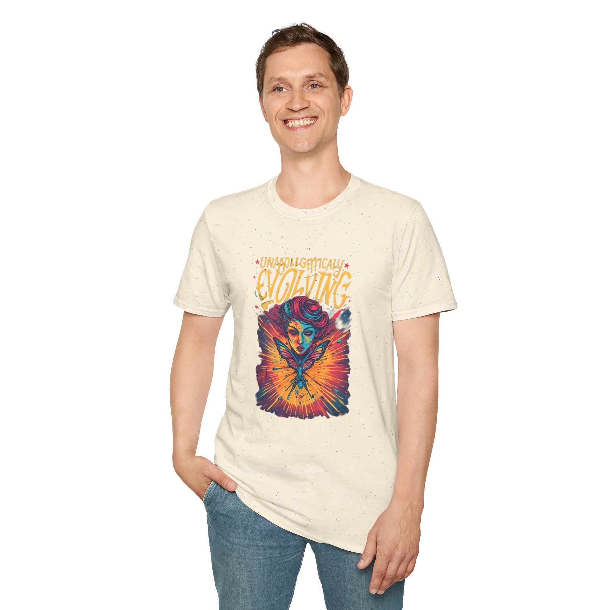 Unapologetically Evolving T-Shirt — Vibrant Butterfly Woman Graphic Tee