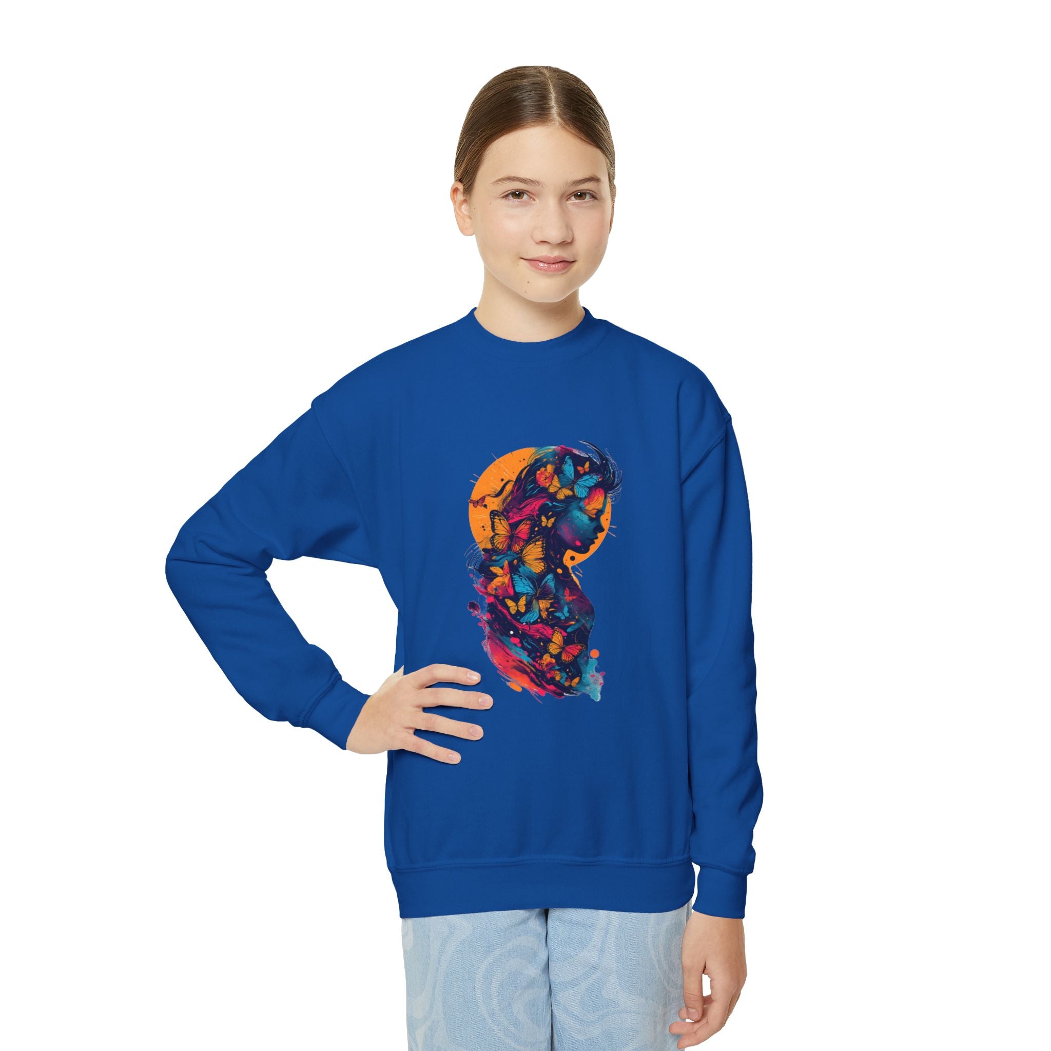 Youth Sweatshirt — Colorful Astronaut Silhouette Crewneck