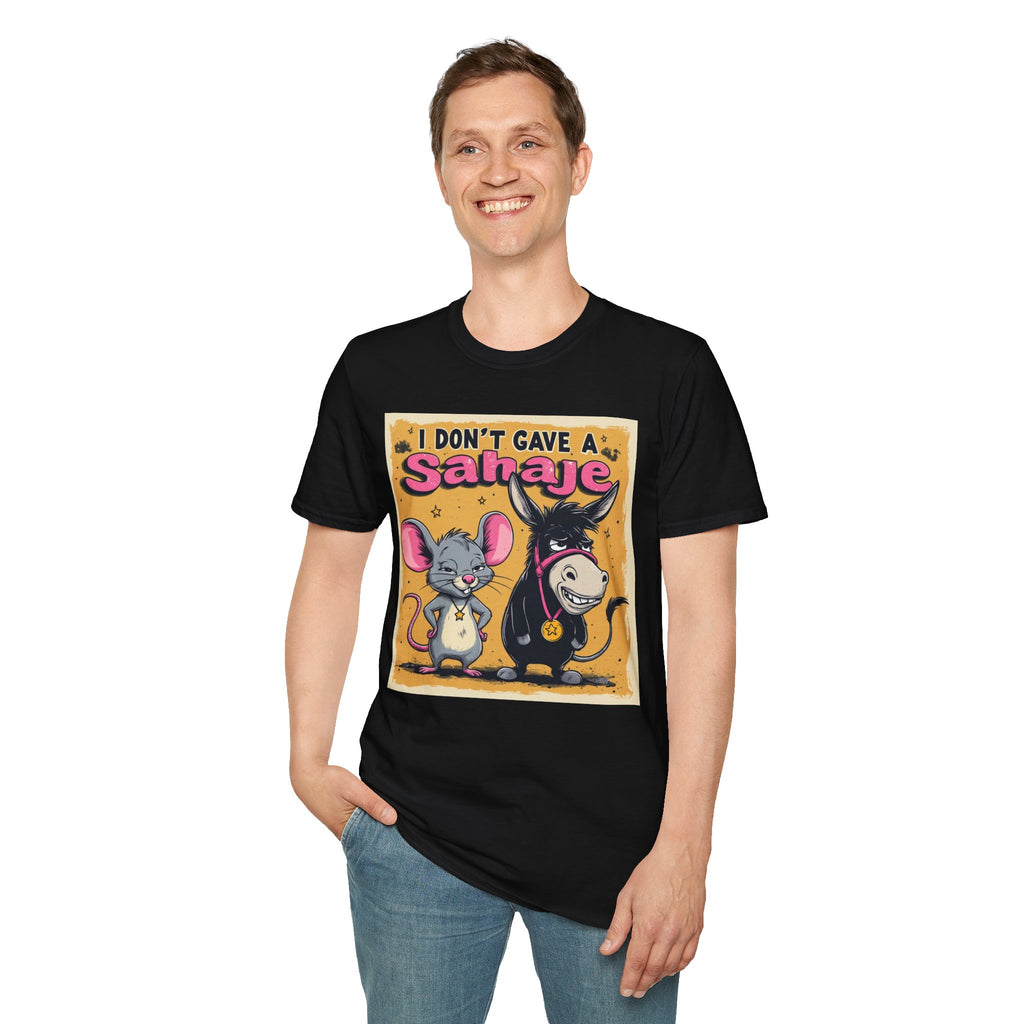 Don’t Give a Satrage T-Shirt — Funny Mouse & Donkey Cartoon Tee