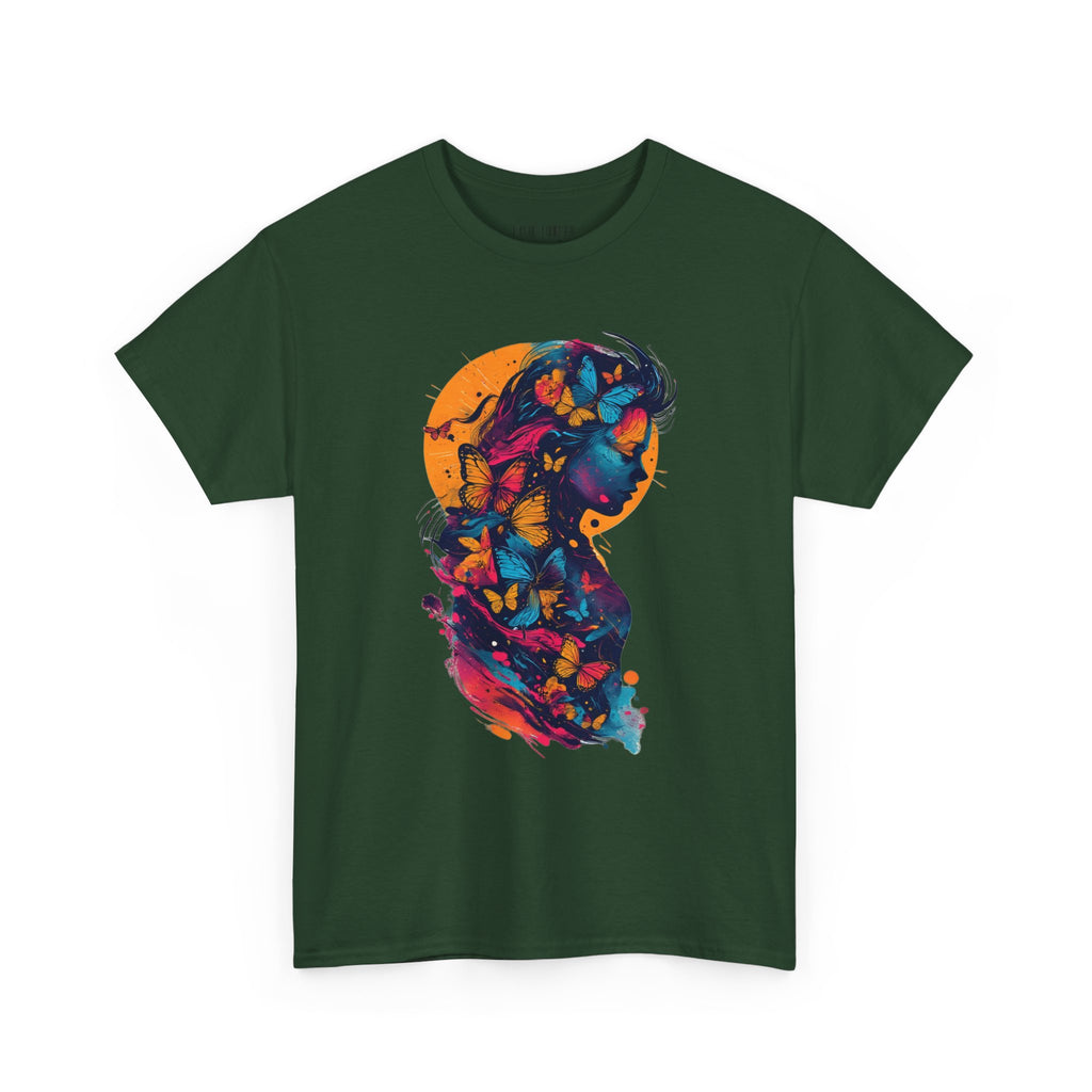 Butterfly Silhouette Graphic Tee — Colorful Maternity Profile Design
