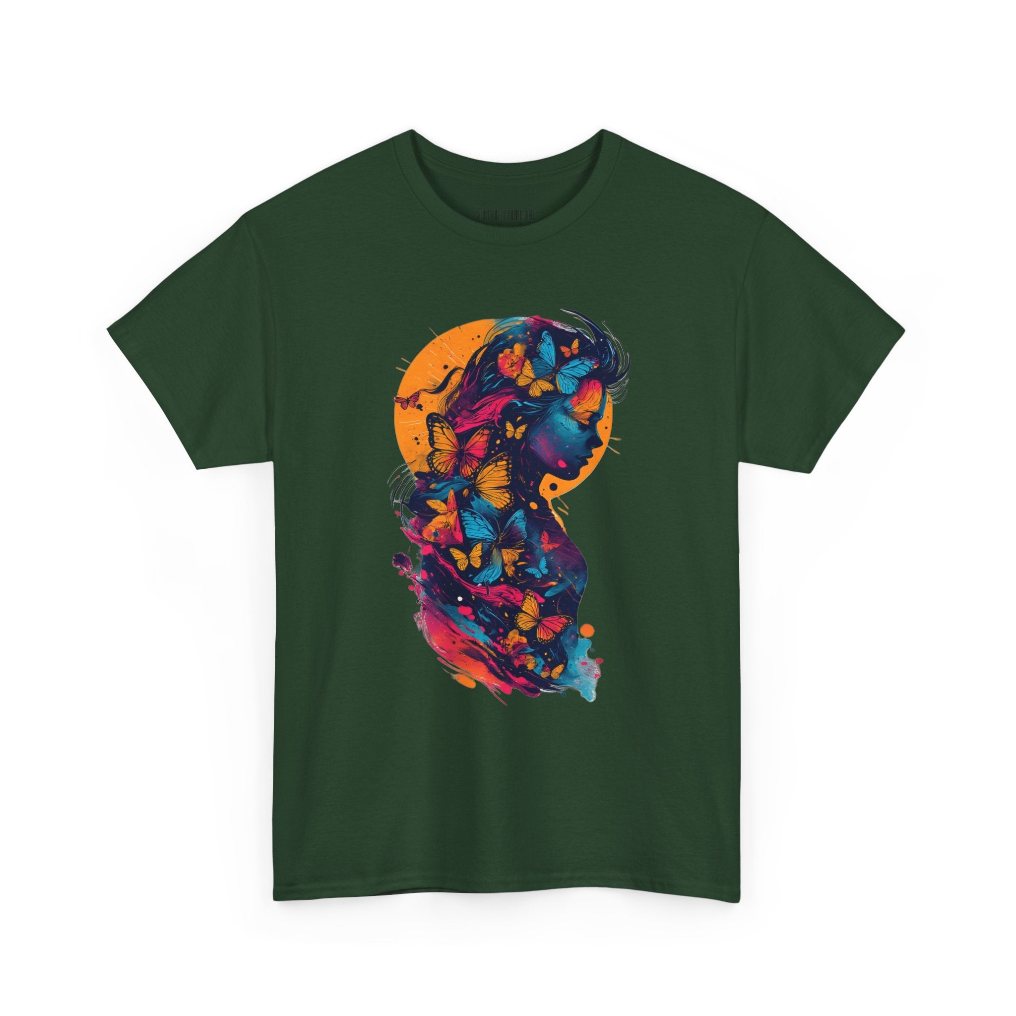 Butterfly Silhouette Graphic Tee — Colorful Maternity Profile Design