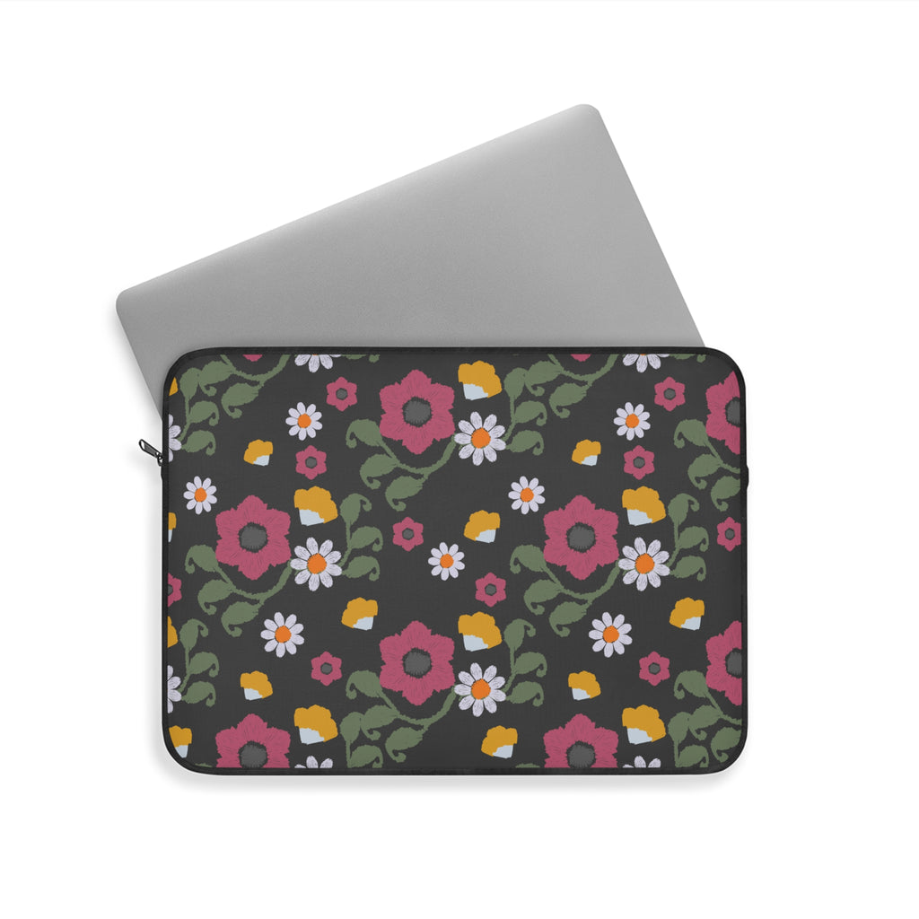 Floral Laptop Sleeve - Blooming Pattern Sleeve for School, Work, Gifts, Tech Accessories, Computer Case