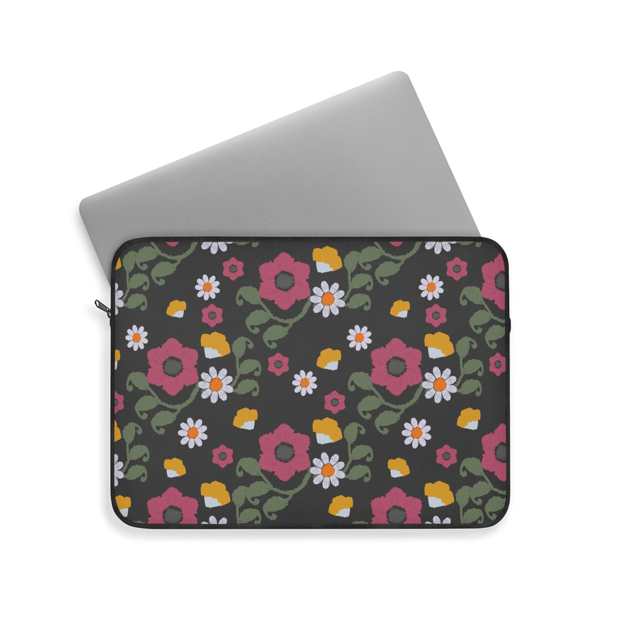 Floral Laptop Sleeve - Blooming Pattern Sleeve for School, Work, Gifts, Tech Accessories, Computer Case