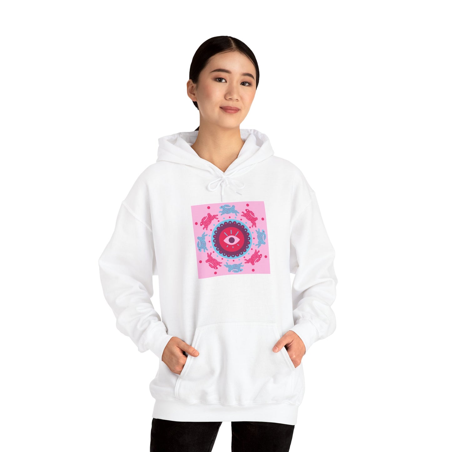 Kaleidoscope Heart Hoodie — Pink Floral Mandala Graphic Hoodie