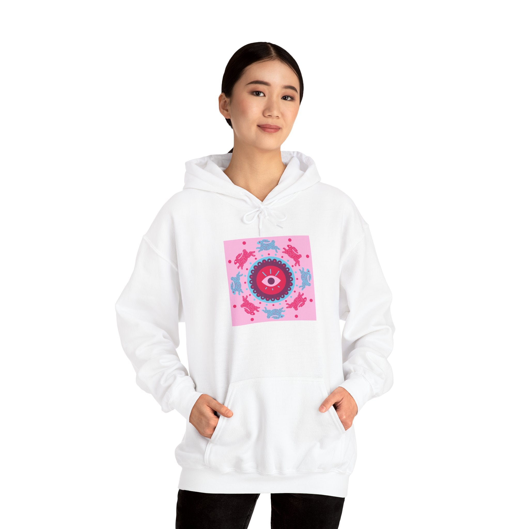 Kaleidoscope Heart Hoodie — Pink Floral Mandala Graphic Hoodie