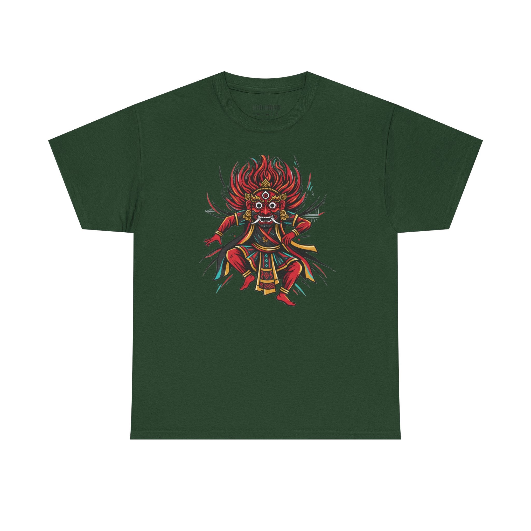 T-Shirt — Fierce Red Oni Demon Graphic Tee (Mythic Japanese Mask Design)