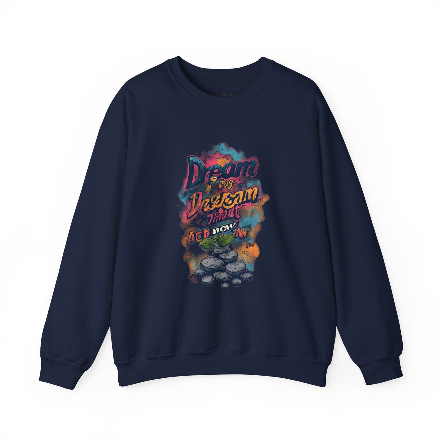 Dream Big Crewneck Sweatshirt — "Dream, Design, Draw" Inspirational Graphic
