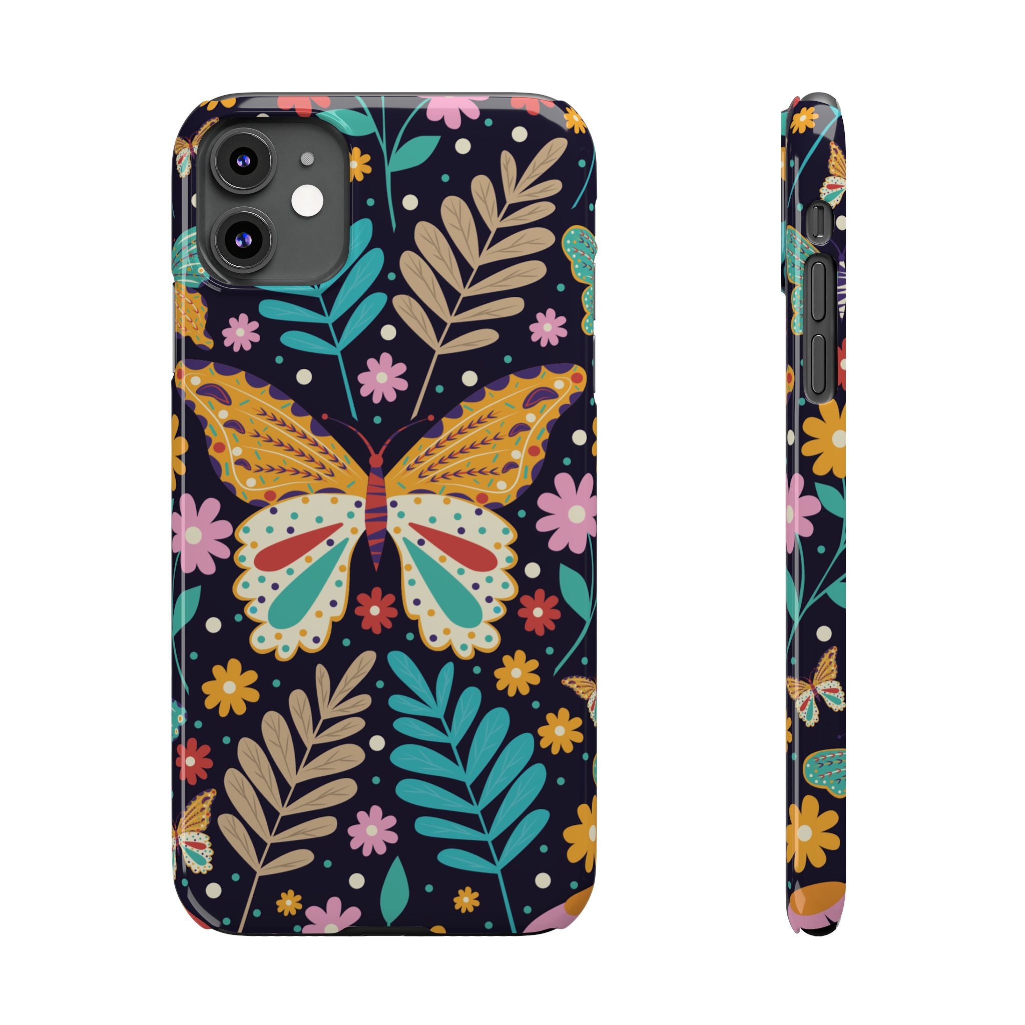 Butterfly Floral Slim Phone Case — Colorful Boho Garden Design
