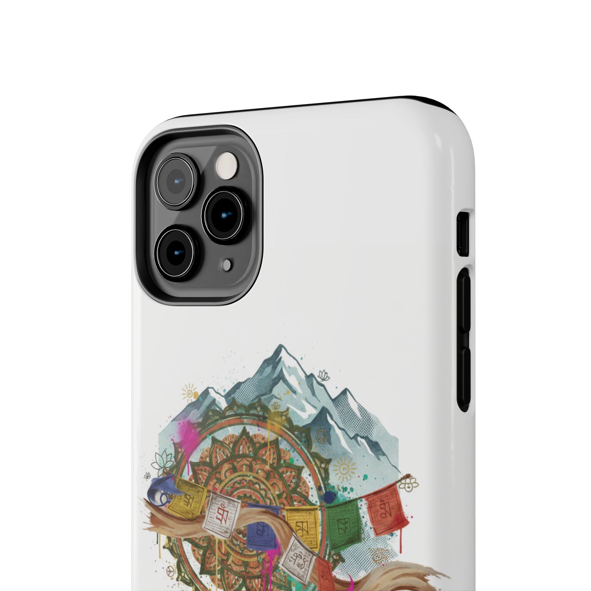 Mountain Compass Tough Phone Case with Prayer Flags & Fish Design