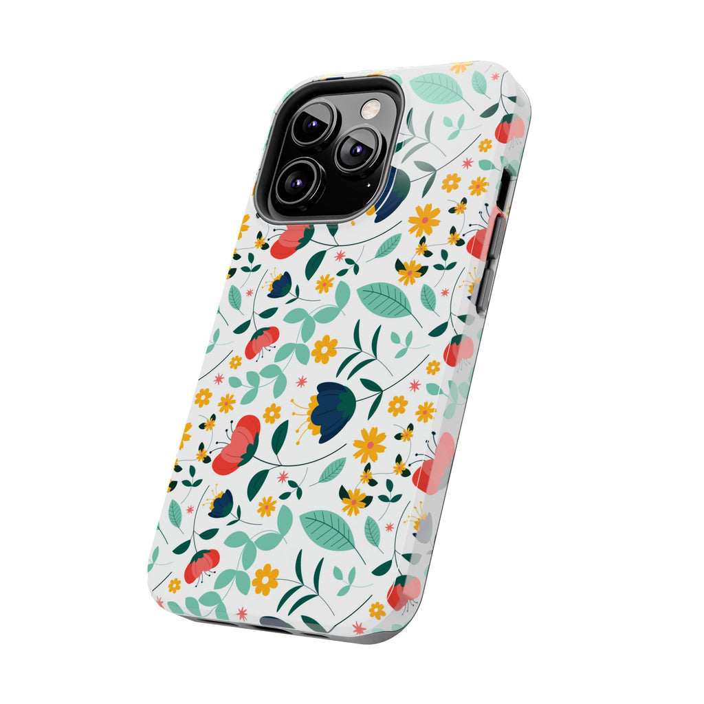 Floral Pattern Tough Phone Case — Colorful Spring Flowers Phone Cover