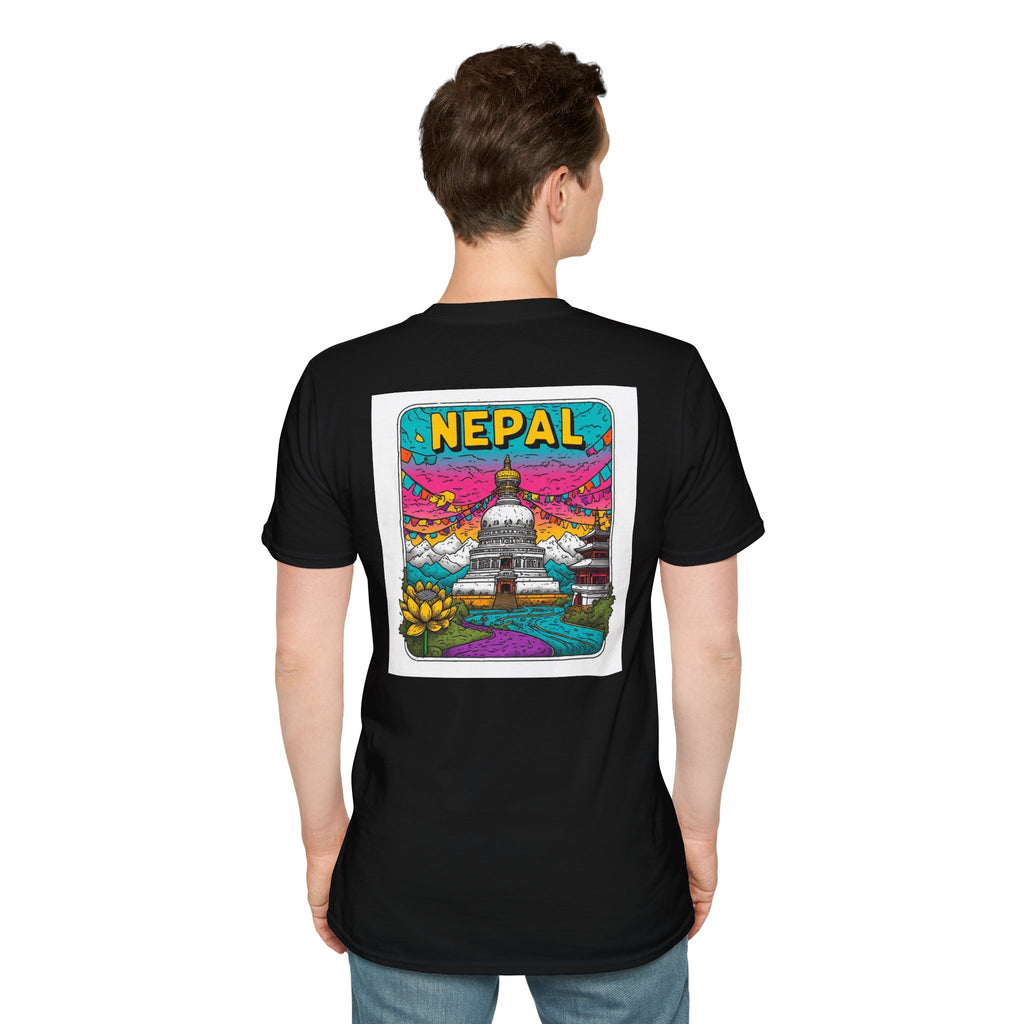 Nepal Graphic T-Shirt — Colorful Stupa Travel Tee