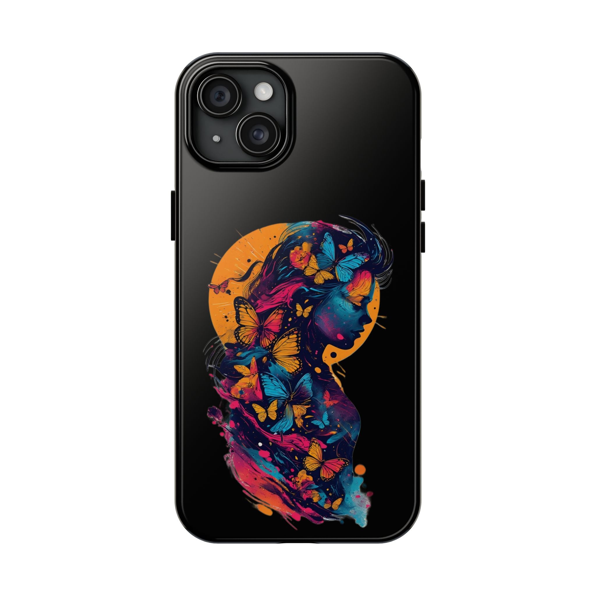 Butterfly Silhouette Tough Phone Case — Colorful Woman Art Protective Cover