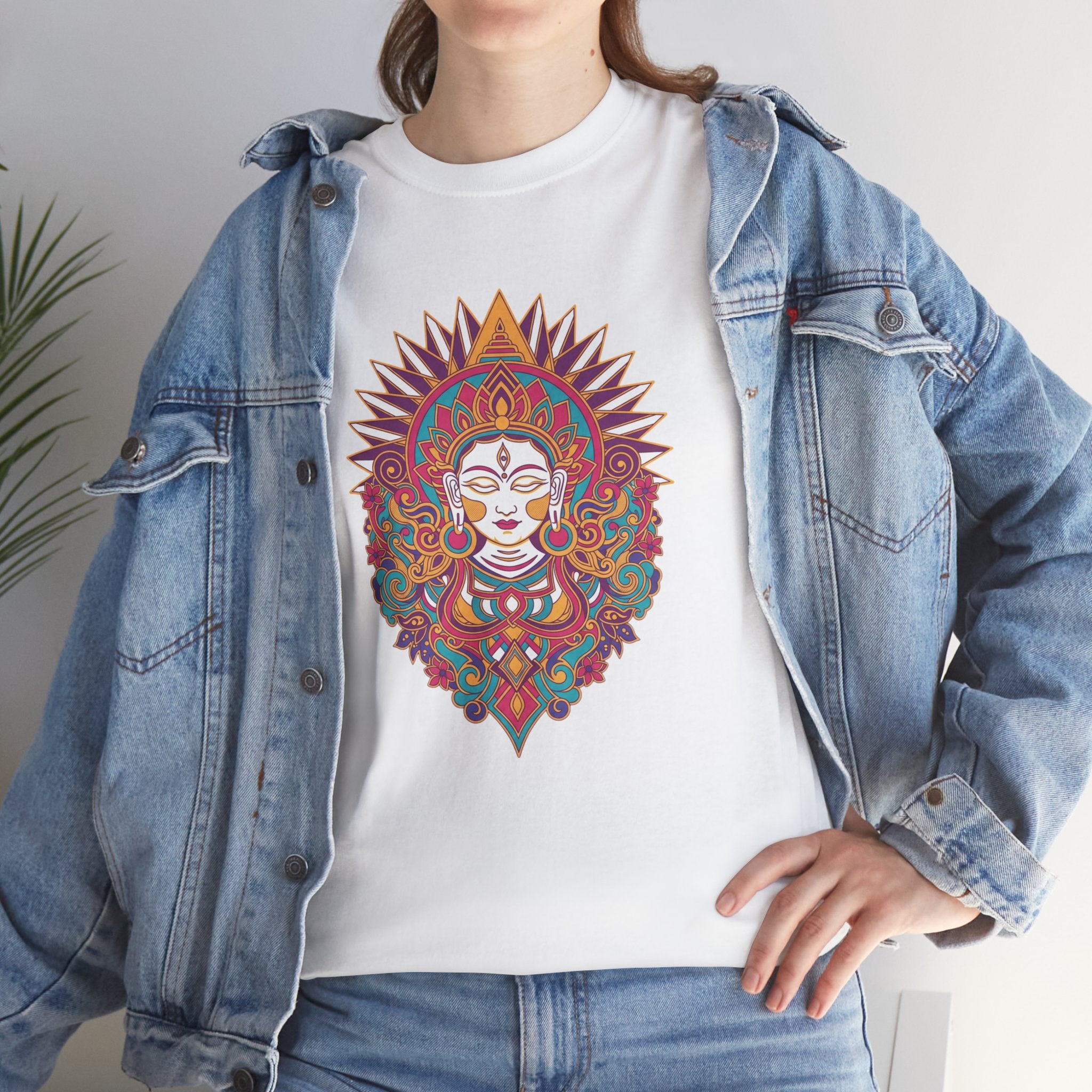 Spiritual Goddess Sun Mandala Tee — Colorful Boho Yoga T‑Shirt
