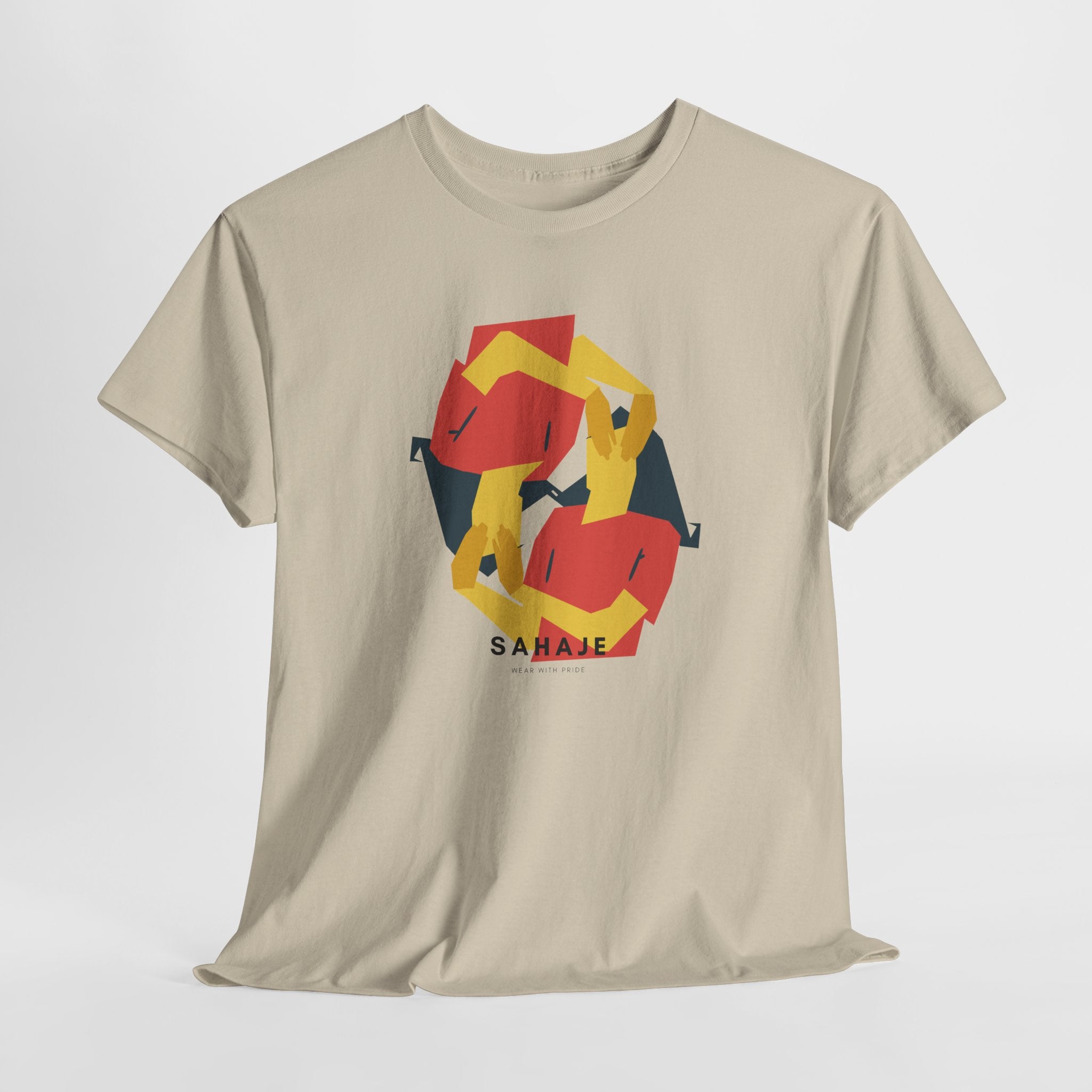 Foxes in Hexagon Graphic Tee — Minimal Geometric Animal Shirt