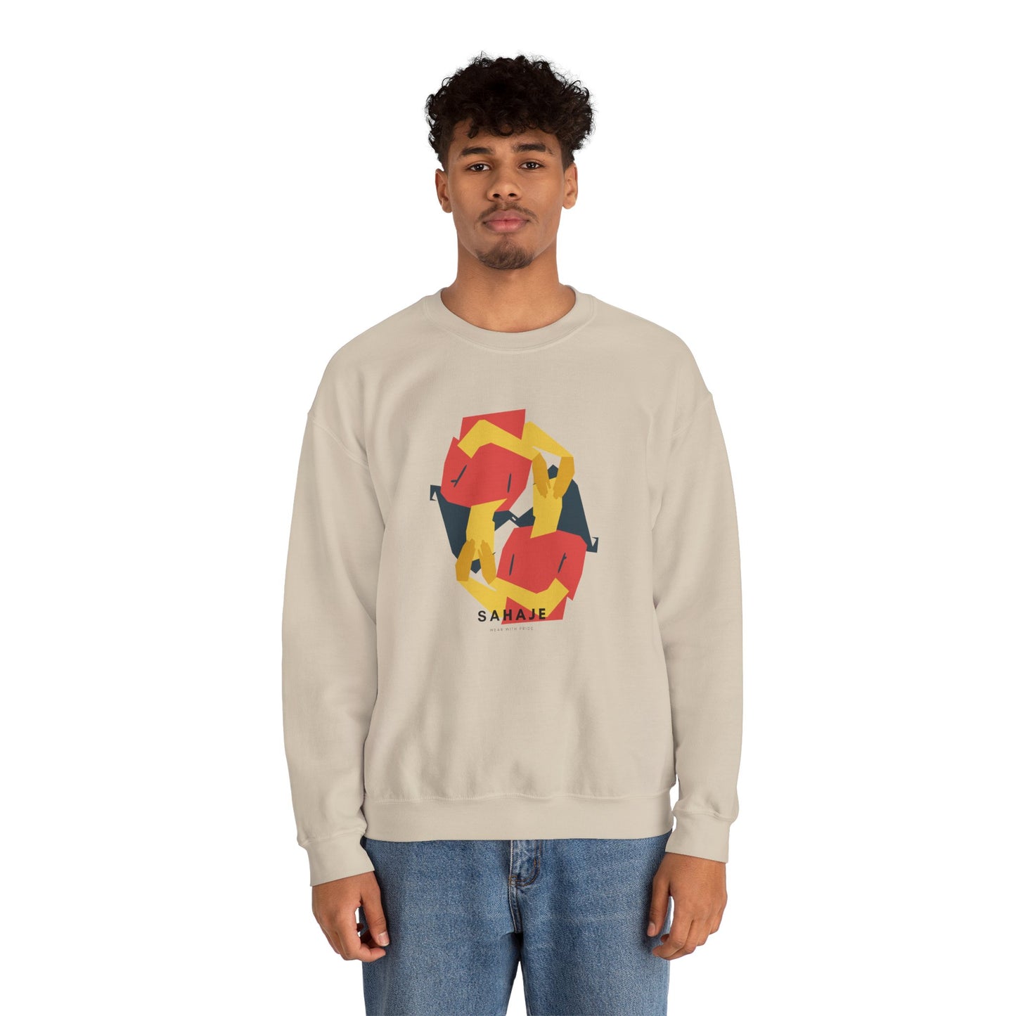 Abstract Flamingo Geometric Crewneck Sweatshirt