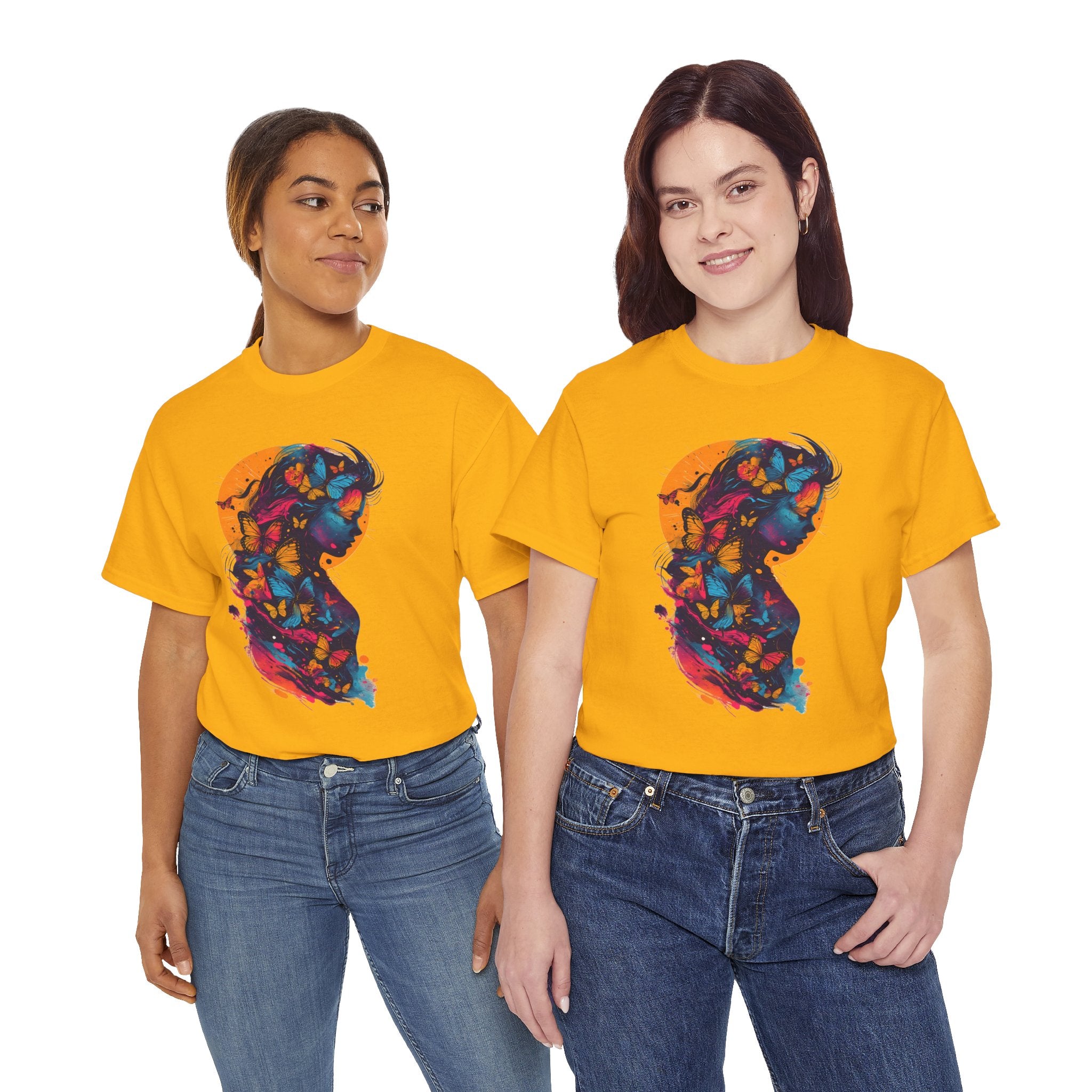 Butterfly Silhouette Graphic Tee — Colorful Maternity Profile Design