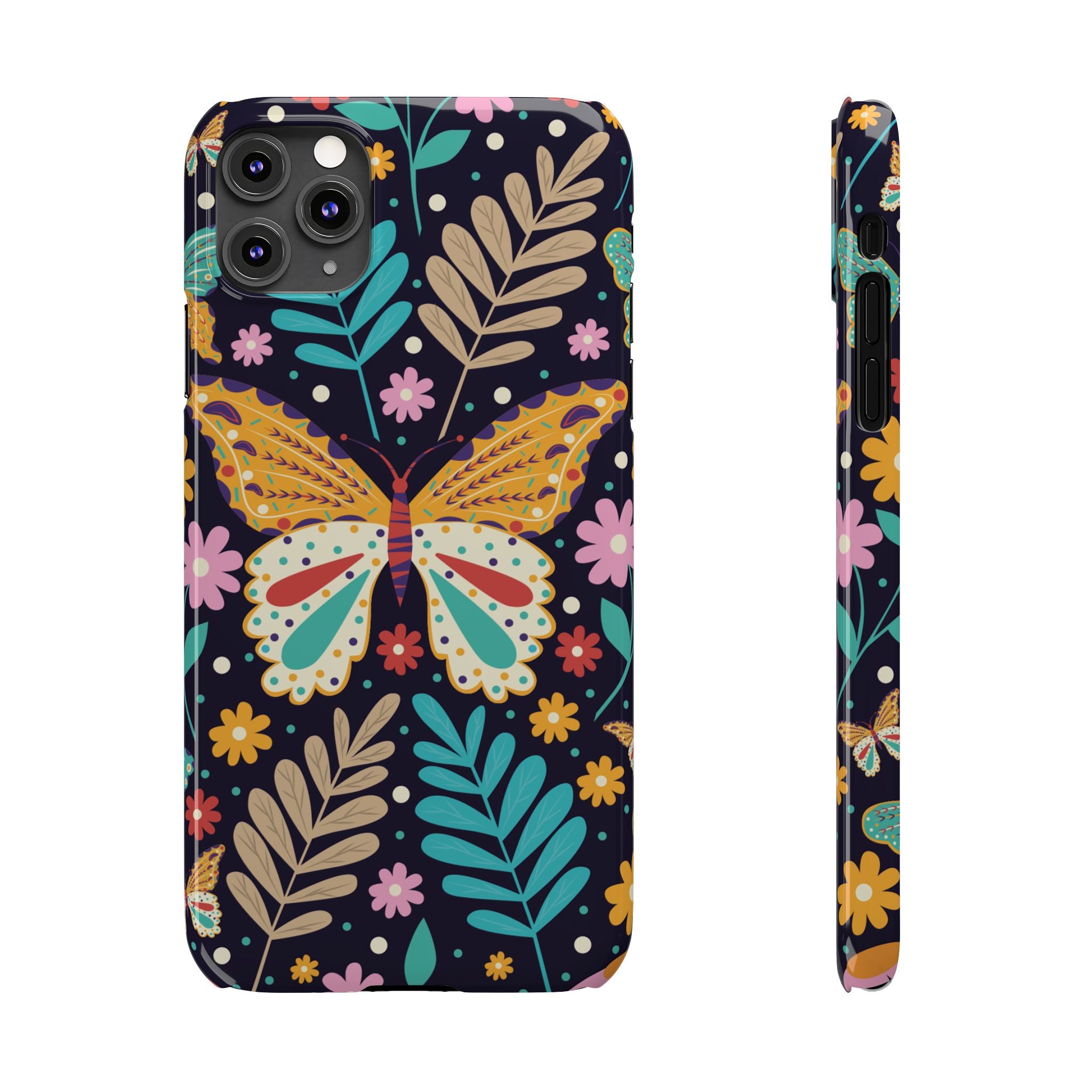 Butterfly Floral Slim Phone Case — Colorful Boho Garden Design