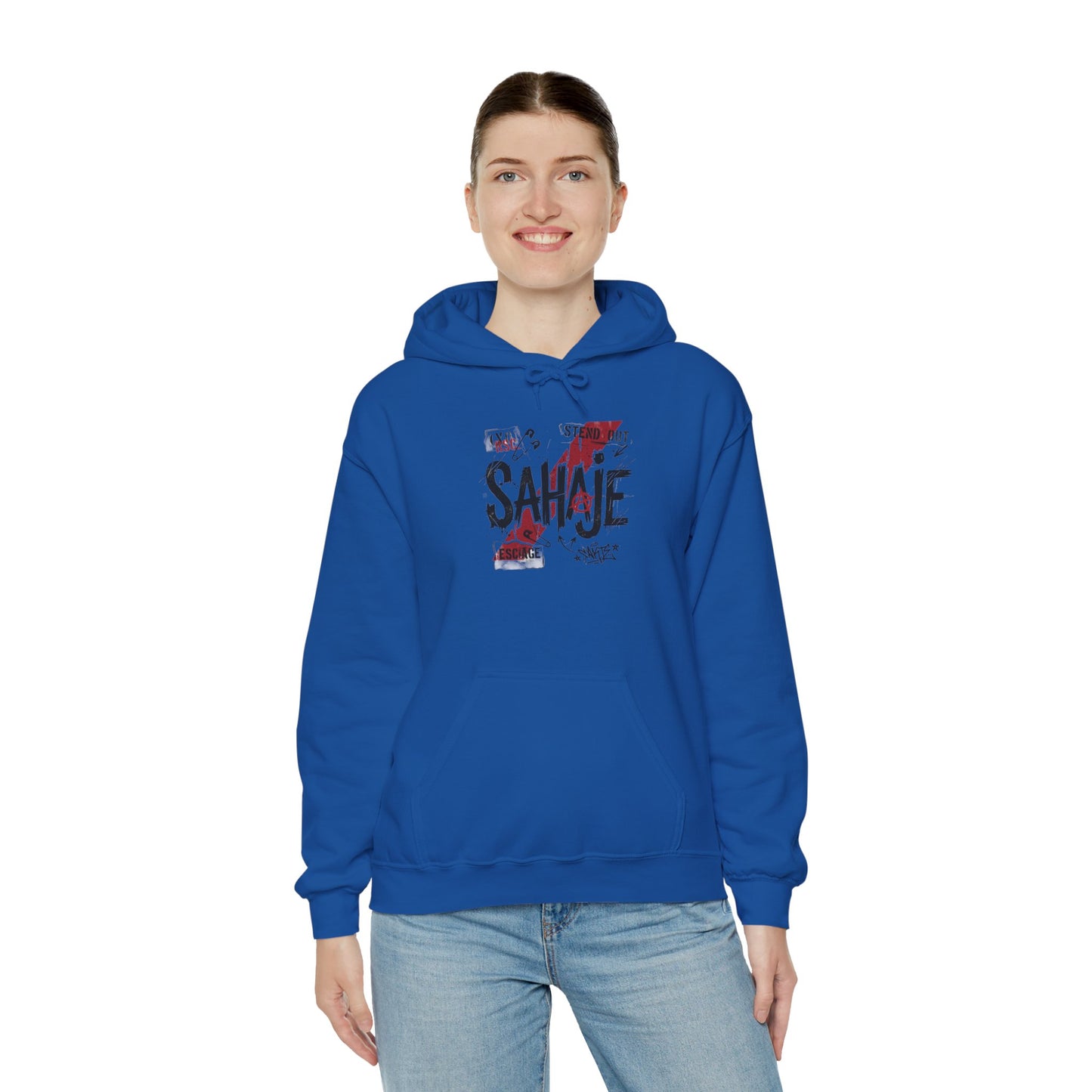Sahaje Graphic Hoodie – Distressed Vintage Script Pullover