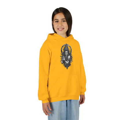 Youth Hoodie with Gothic Goddess Skull Art — Dark Fantasy Graphic Pullover