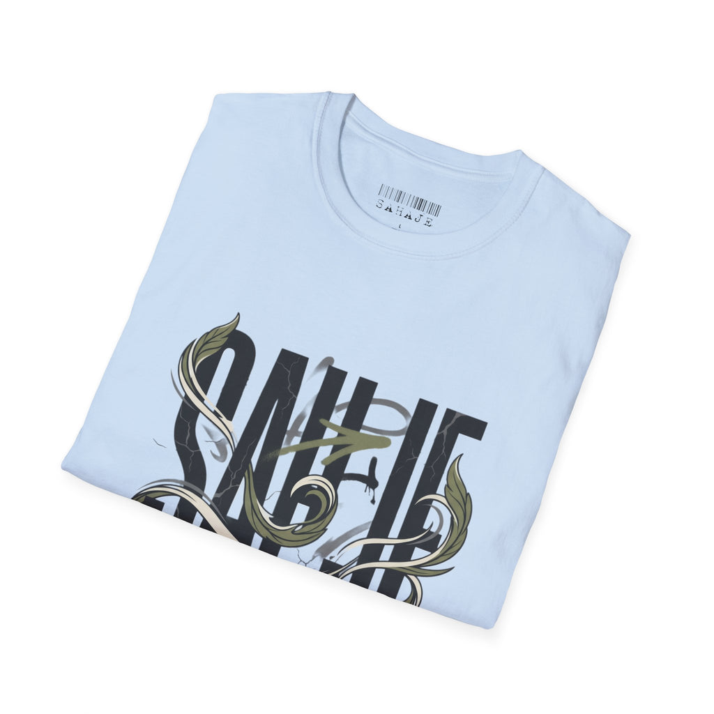 Saurus Graphic T-Shirt — Retro Block Lettering with Snake Illustration