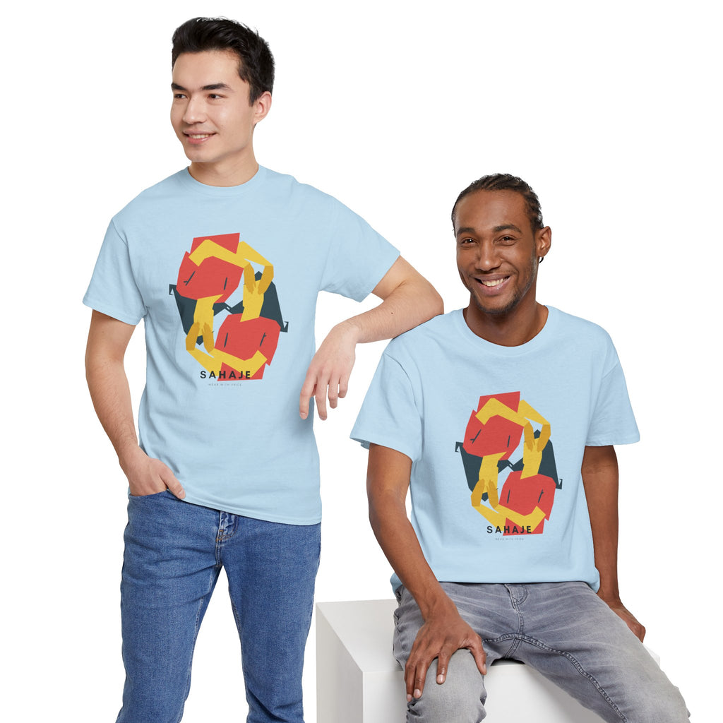 Foxes in Hexagon Graphic Tee — Minimal Geometric Animal Shirt