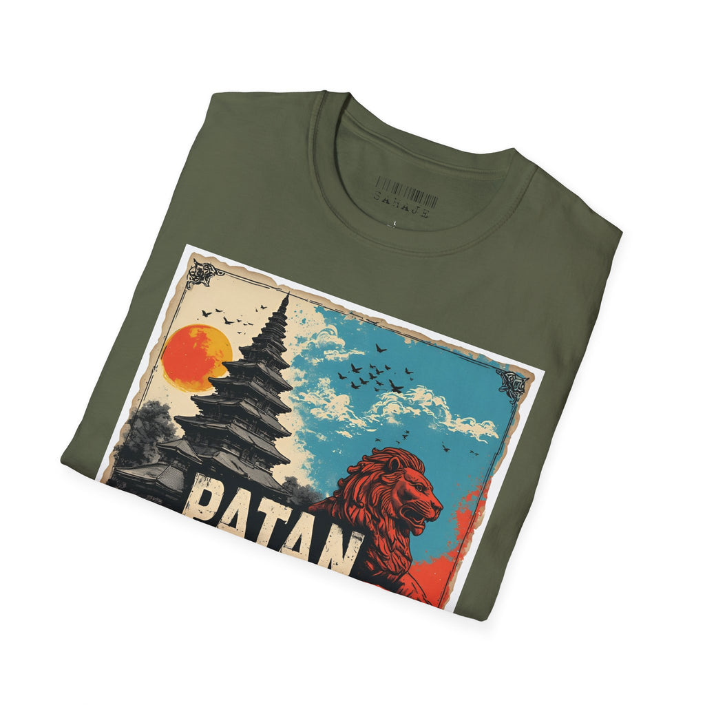 Patan City T-Shirt – Temple & Lion Graphic Tee, Nepali Cultural Heritage Design