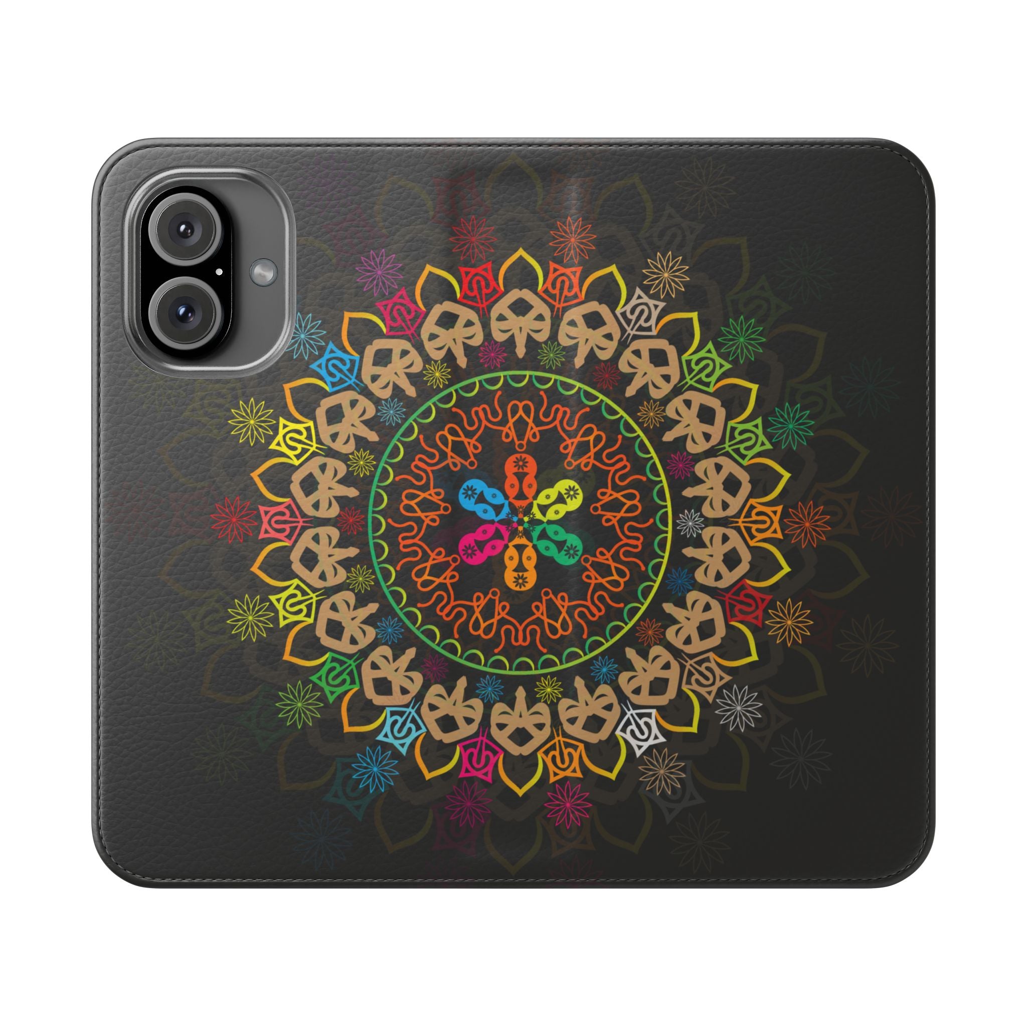 Colorful Mandala Flip Case for Phone, Bohemian Style Wallet Cover, Unique Gift for Her, Vibrant Phone Accessories, Eco-Friendly Protection