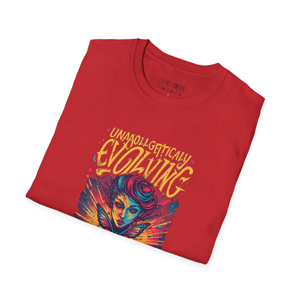 Unapologetically Evolving T-Shirt — Vibrant Butterfly Woman Graphic Tee