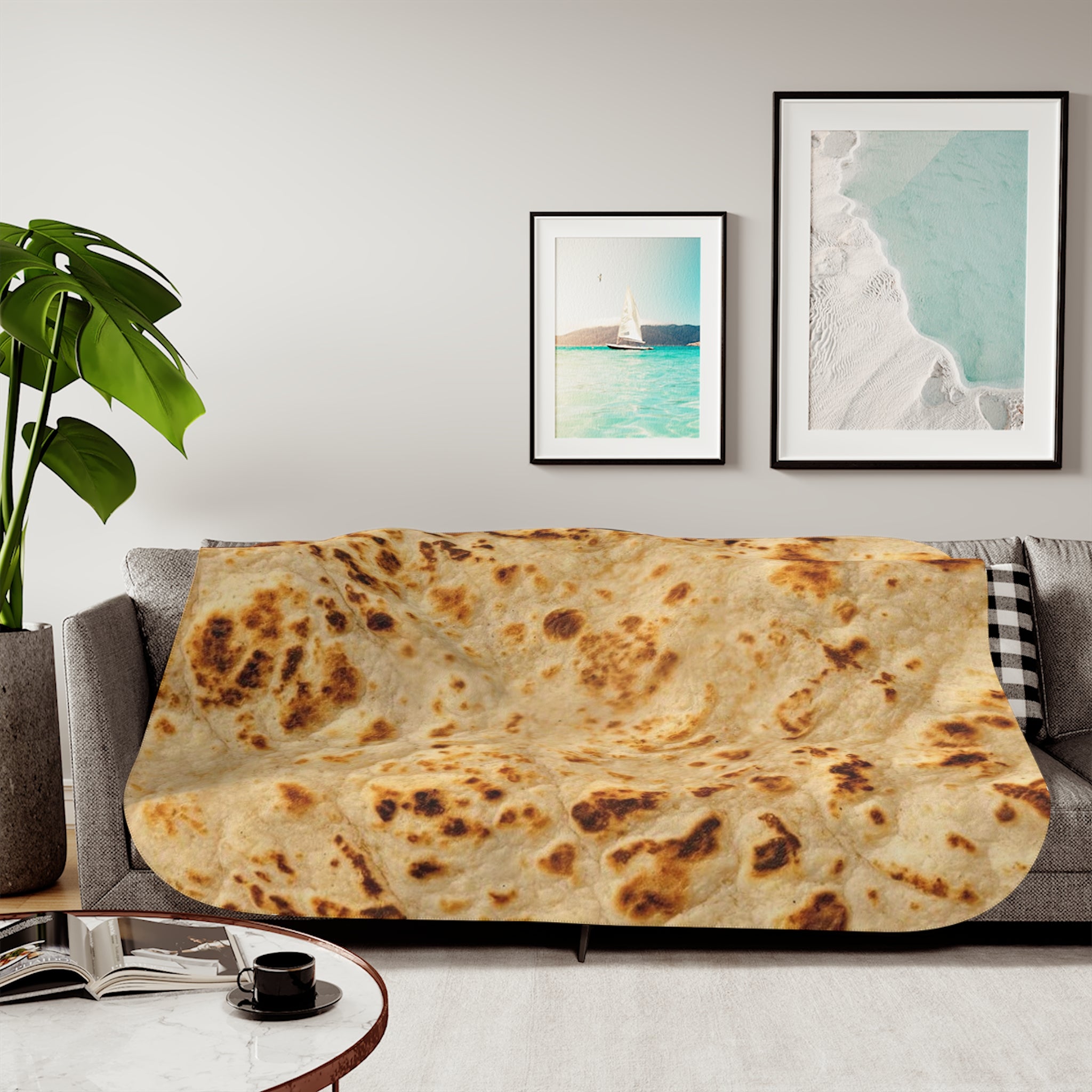 Tortilla Print Sherpa Blanket — Two‑Tone Cozy Throw
