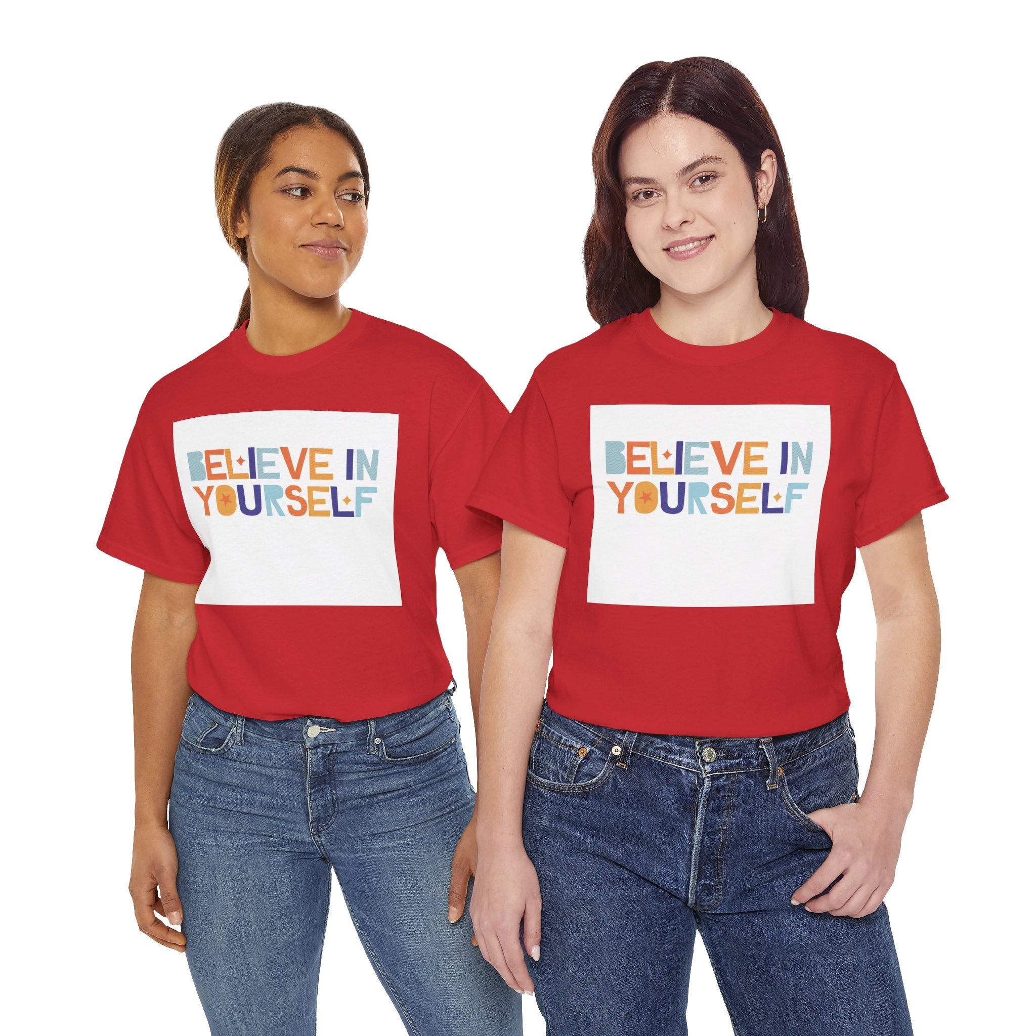 T-Shirt — "Believe in Yourself" Colorful Retro Motivational Tee