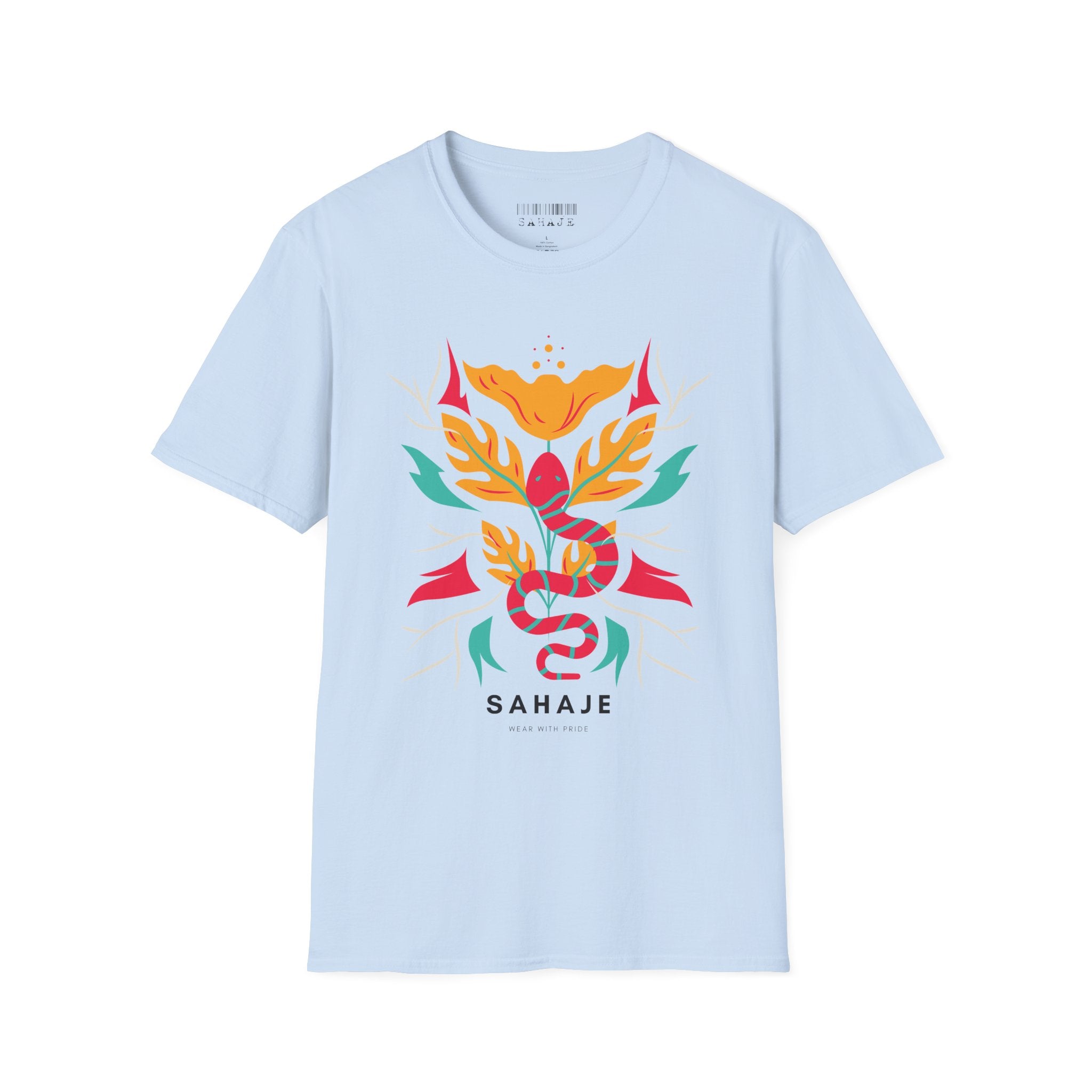 Sahaje Floral Snake Graphic T‑Shirt — Colorful Botanical Serpent Tee
