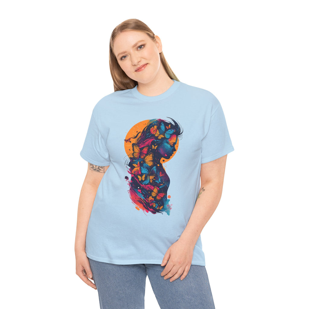 Butterfly Silhouette Graphic Tee — Colorful Maternity Profile Design